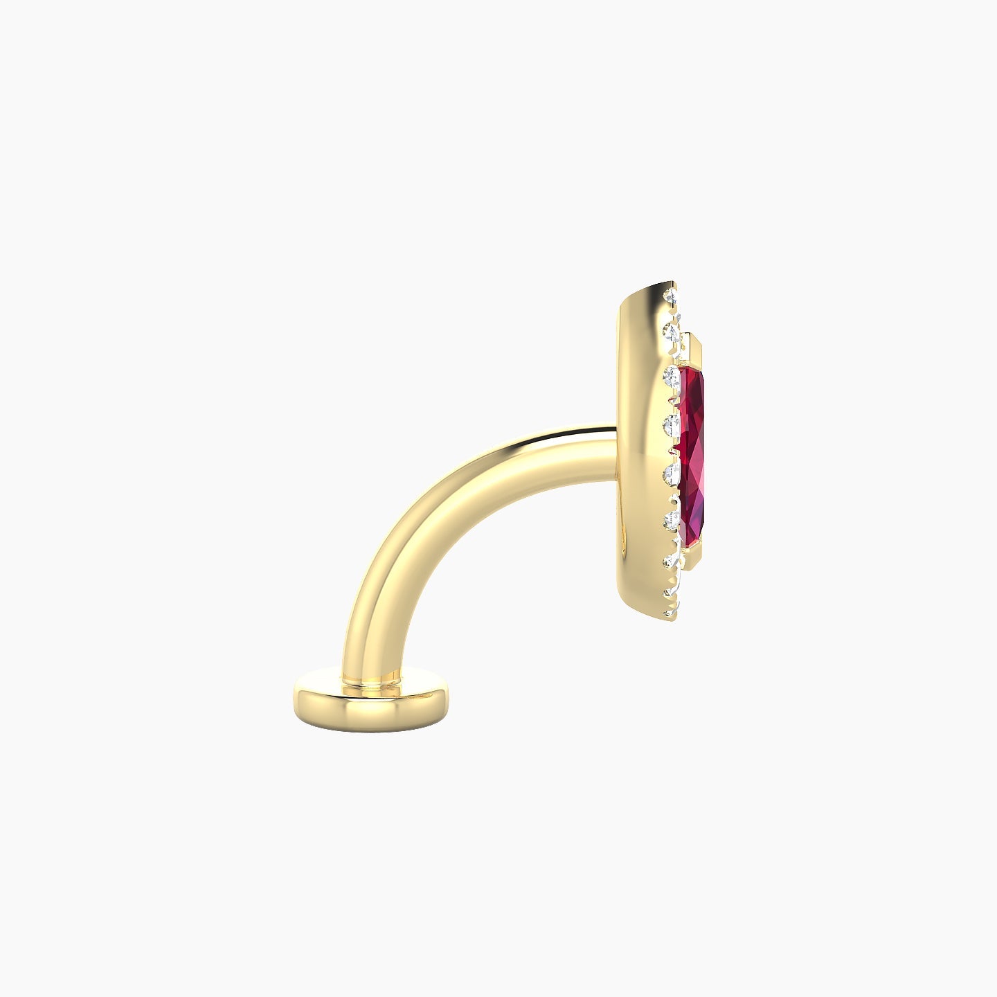Eirene | 18k Yellow Gold 8 mm 9.5 mm Halo Marquise Ruby & Diamond Floating Navel Piercing