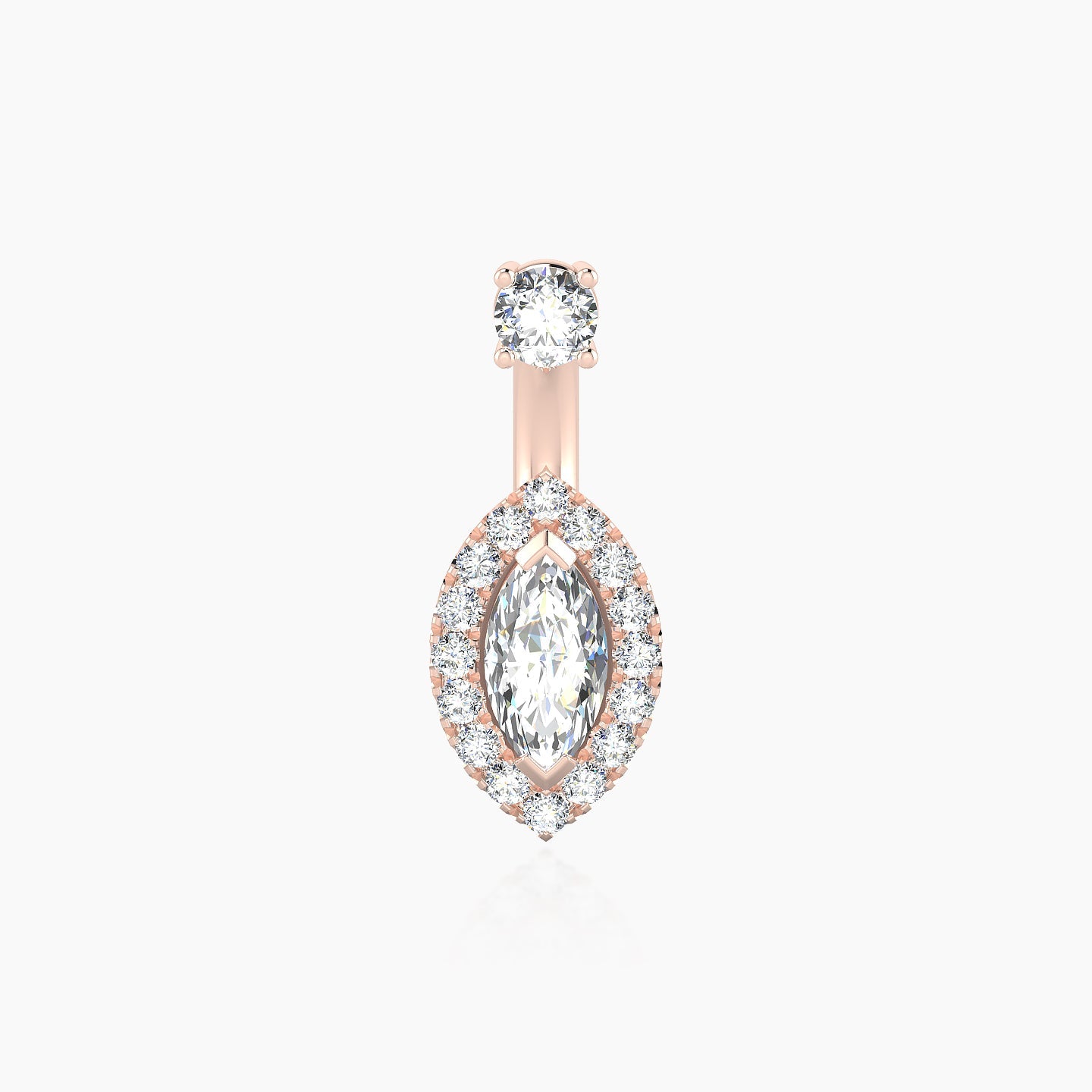 Eirene | 18k Rose Gold 8 mm 9.5 mm Halo Marquise Diamond Navel Piercing