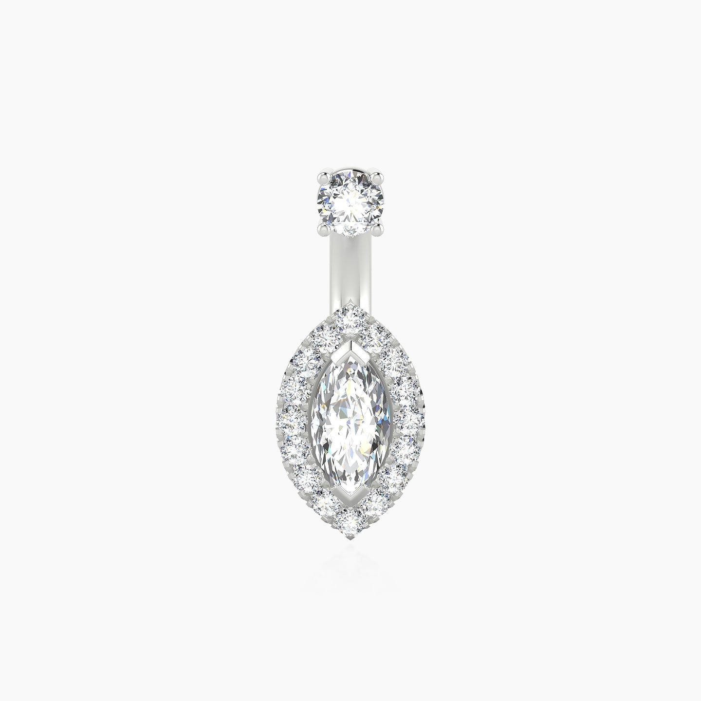 Eirene | 18k White Gold 8 mm 9.5 mm Halo Marquise Diamond Navel Piercing