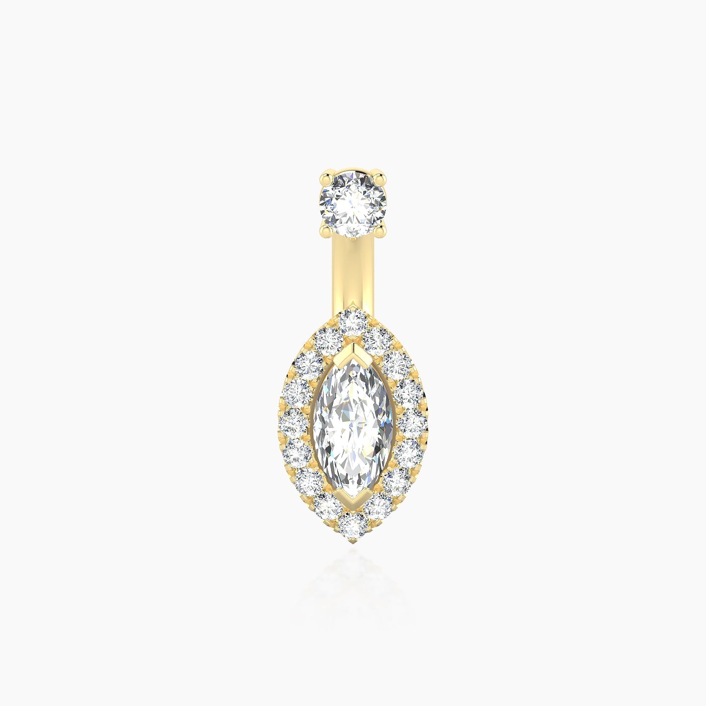 Eirene | 18k Yellow Gold 8 mm 9.5 mm Halo Marquise Diamond Navel Piercing