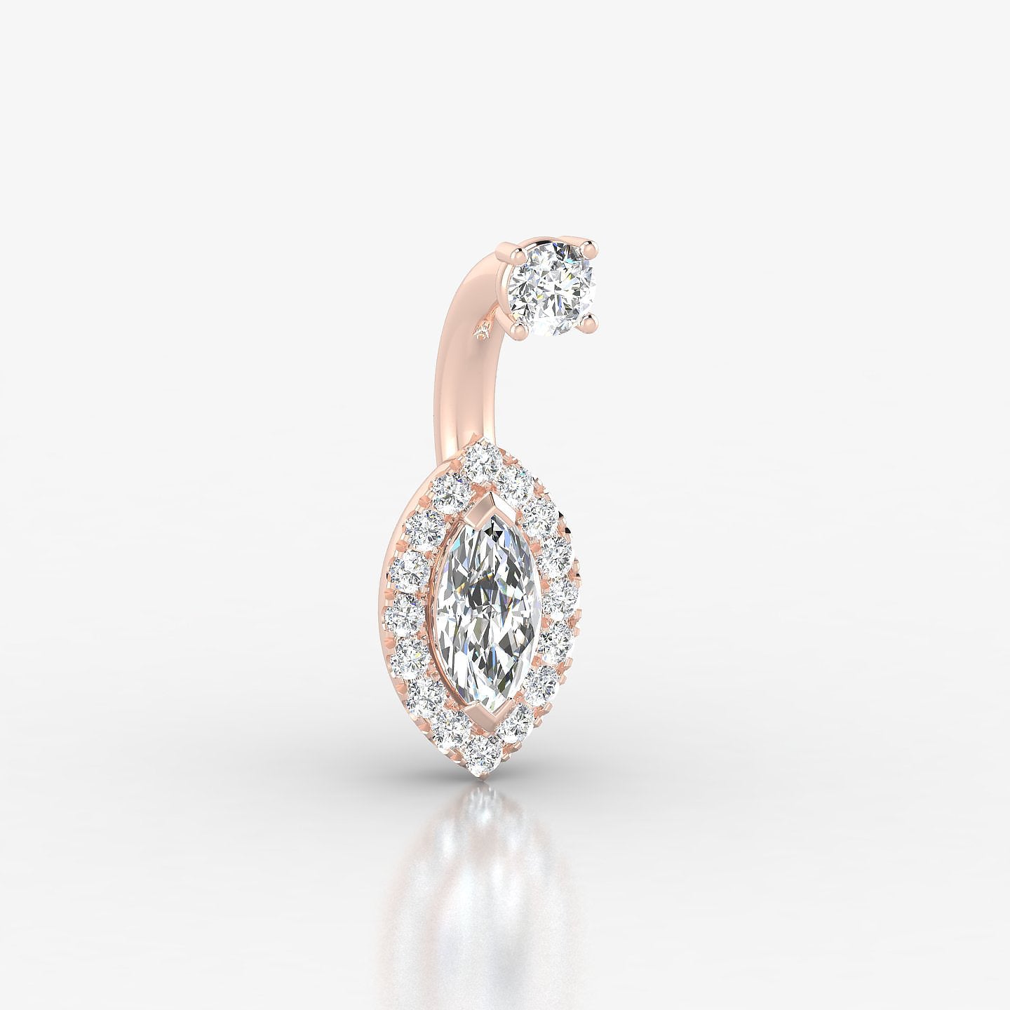 Eirene | 18k Rose Gold 8 mm 9.5 mm Halo Marquise Diamond Navel Piercing