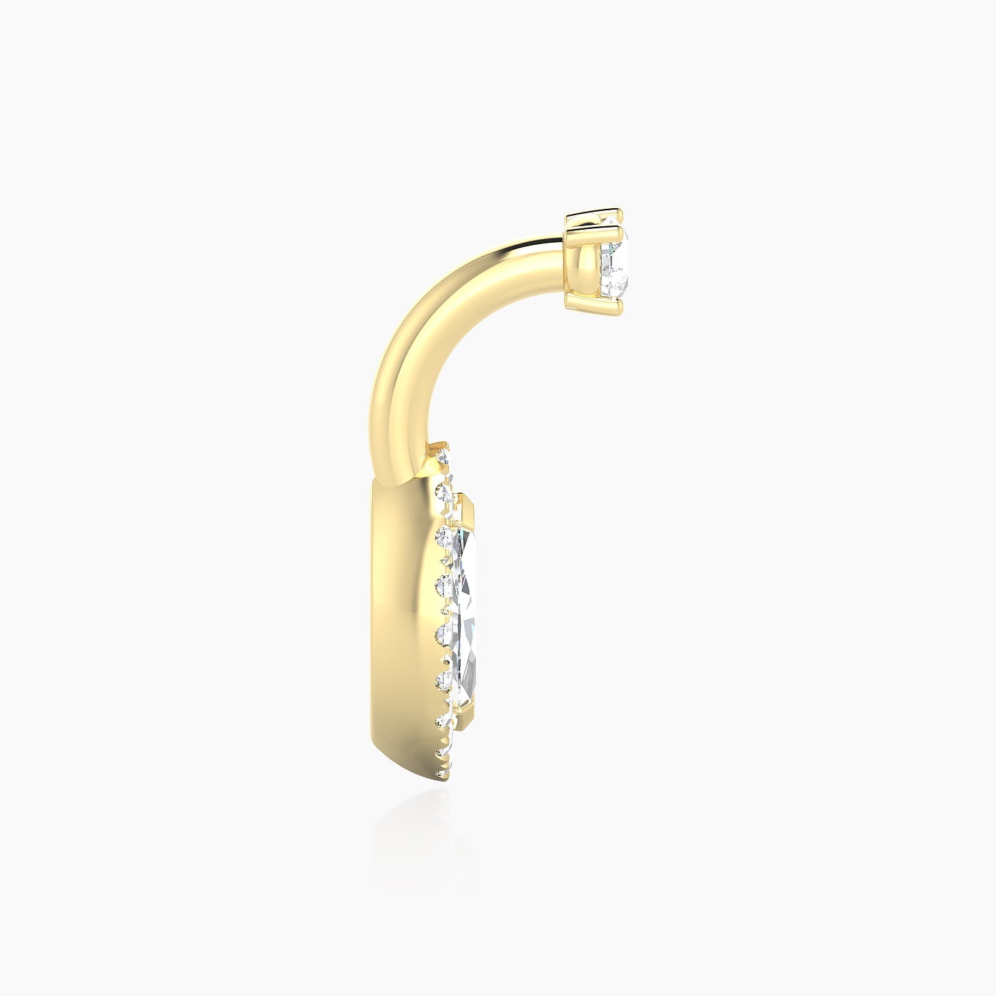 Eirene | 18k Yellow Gold 8 mm 9.5 mm Halo Marquise Diamond Navel Piercing