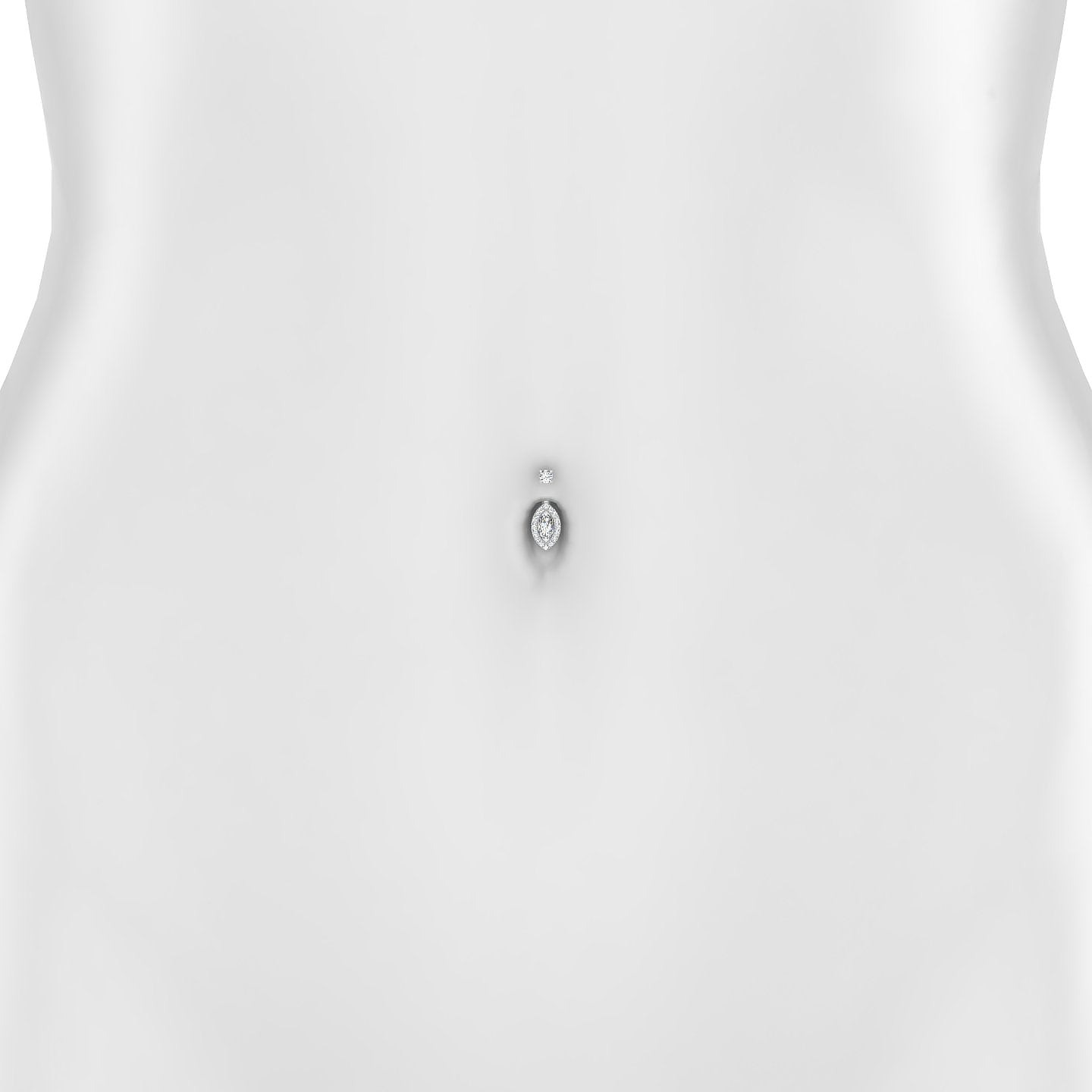 Eirene | 18k White Gold 8 mm 9.5 mm Halo Marquise Diamond Navel Piercing