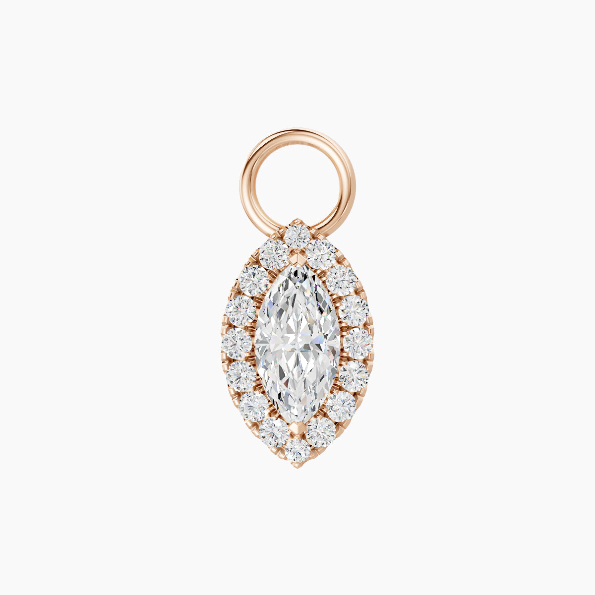 Eirene | 18k Rose Gold 9.5 mm Halo Marquise Diamond Charm