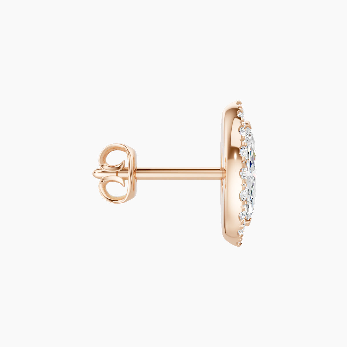 Eirene | 18k Rose Gold 9.5 mm Halo Marquise Diamond Earring