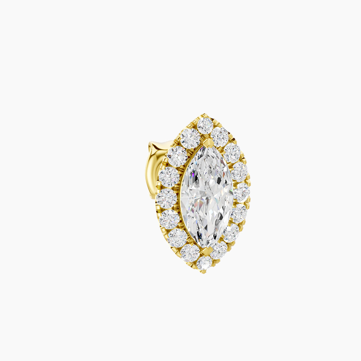Eirene | 18k Yellow Gold 9.5 mm Halo Marquise Diamond Earring
