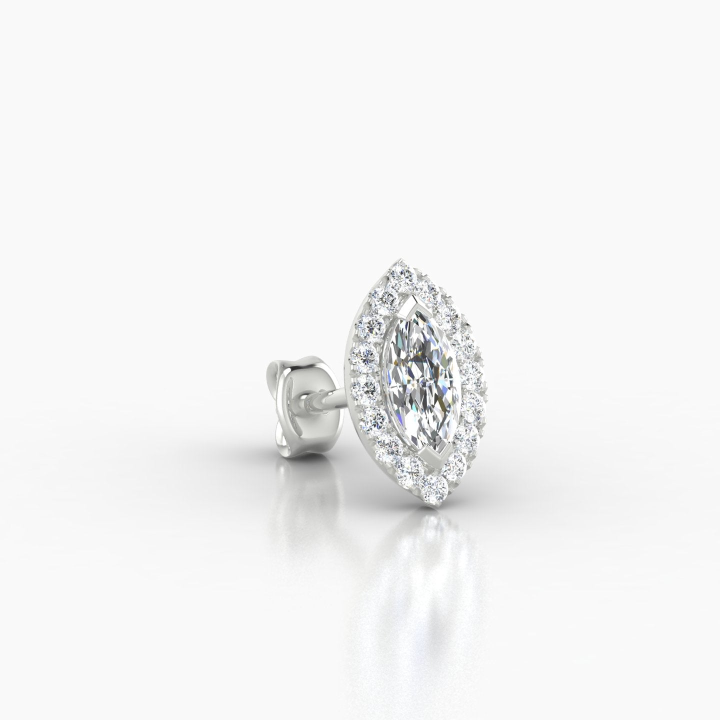 Eirene | 18k White Gold 9.5 mm Halo Marquise Diamond Earring