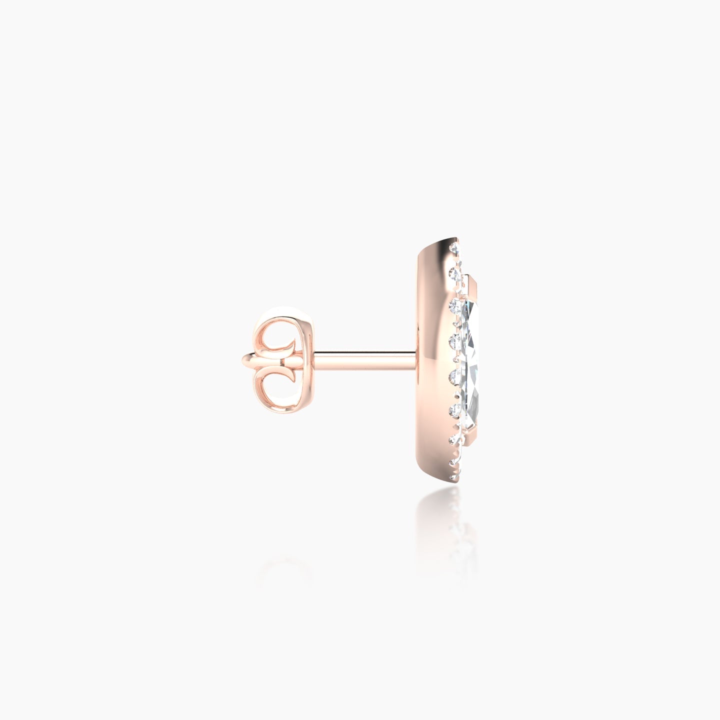 Eirene | 18k Rose Gold 9.5 mm Halo Marquise Diamond Earring