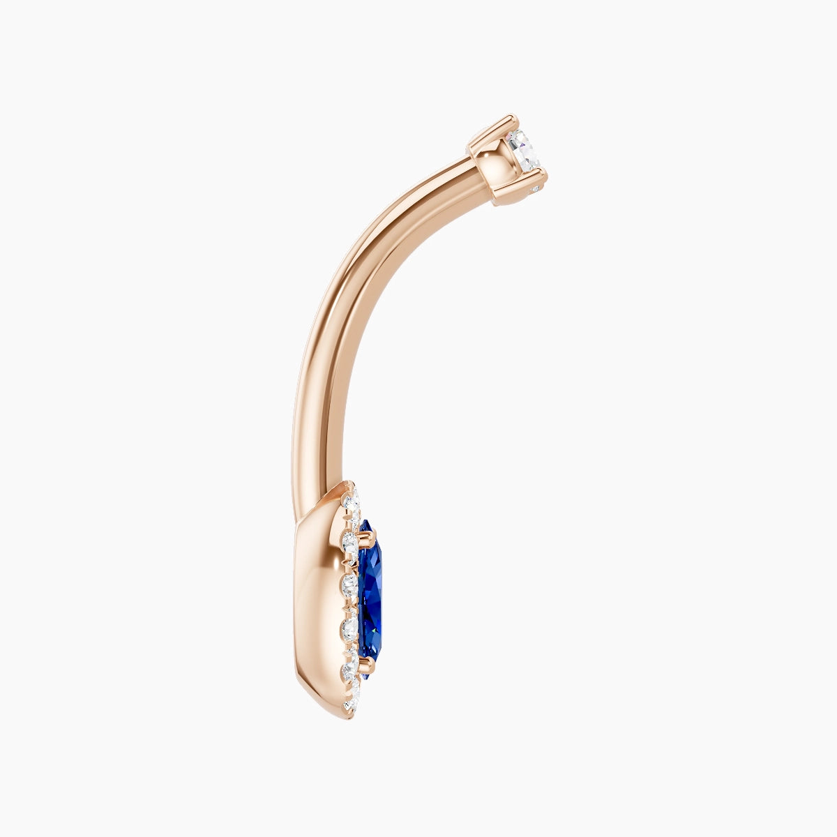 Eirene | 18k Rose Gold 7.5 mm 10 mm Halo Oval Sapphire & Diamond Belly Piercing
