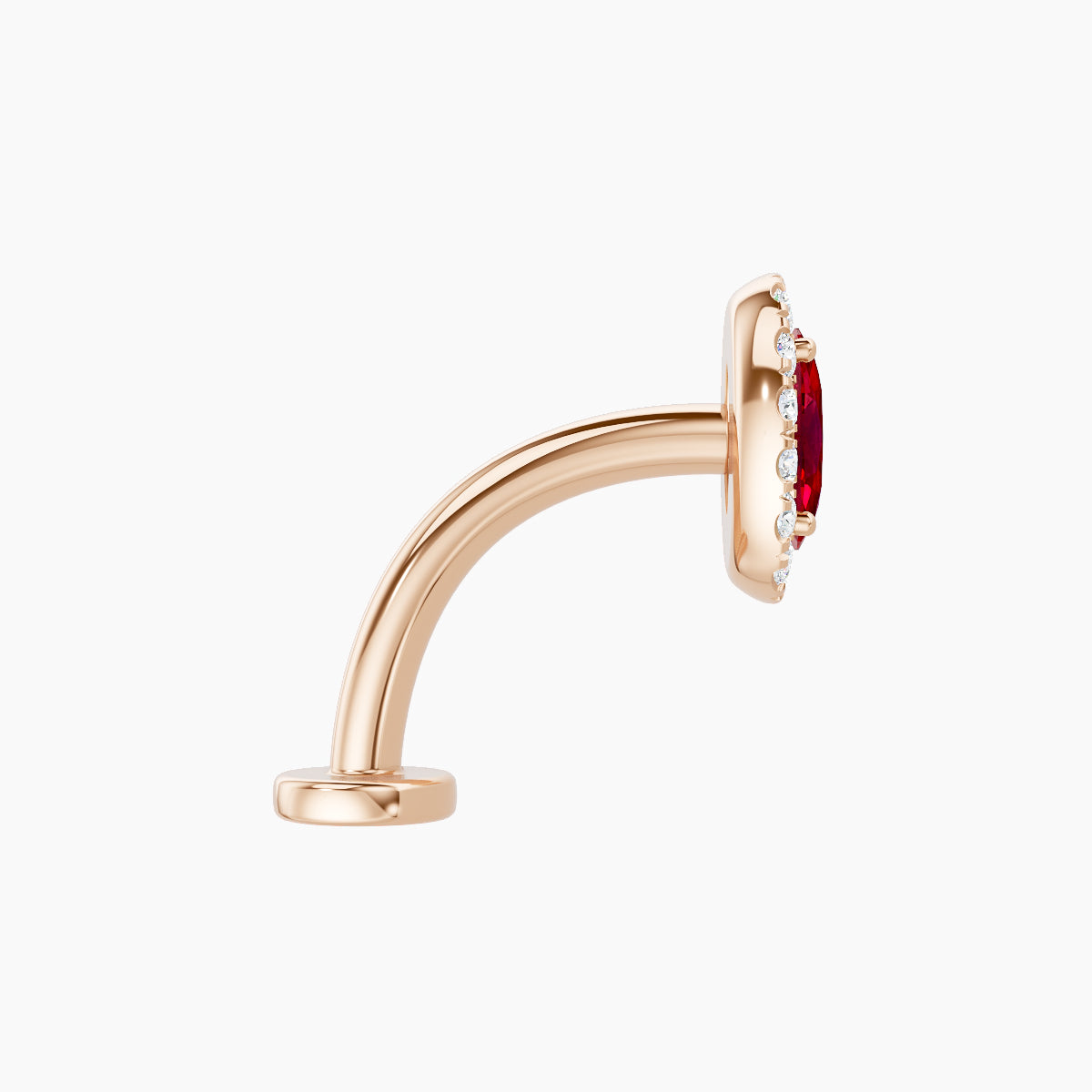 Eirene | 18k Rose Gold 10 mm 7.5 mm Halo Oval Ruby & Diamond Floating Navel Piercing