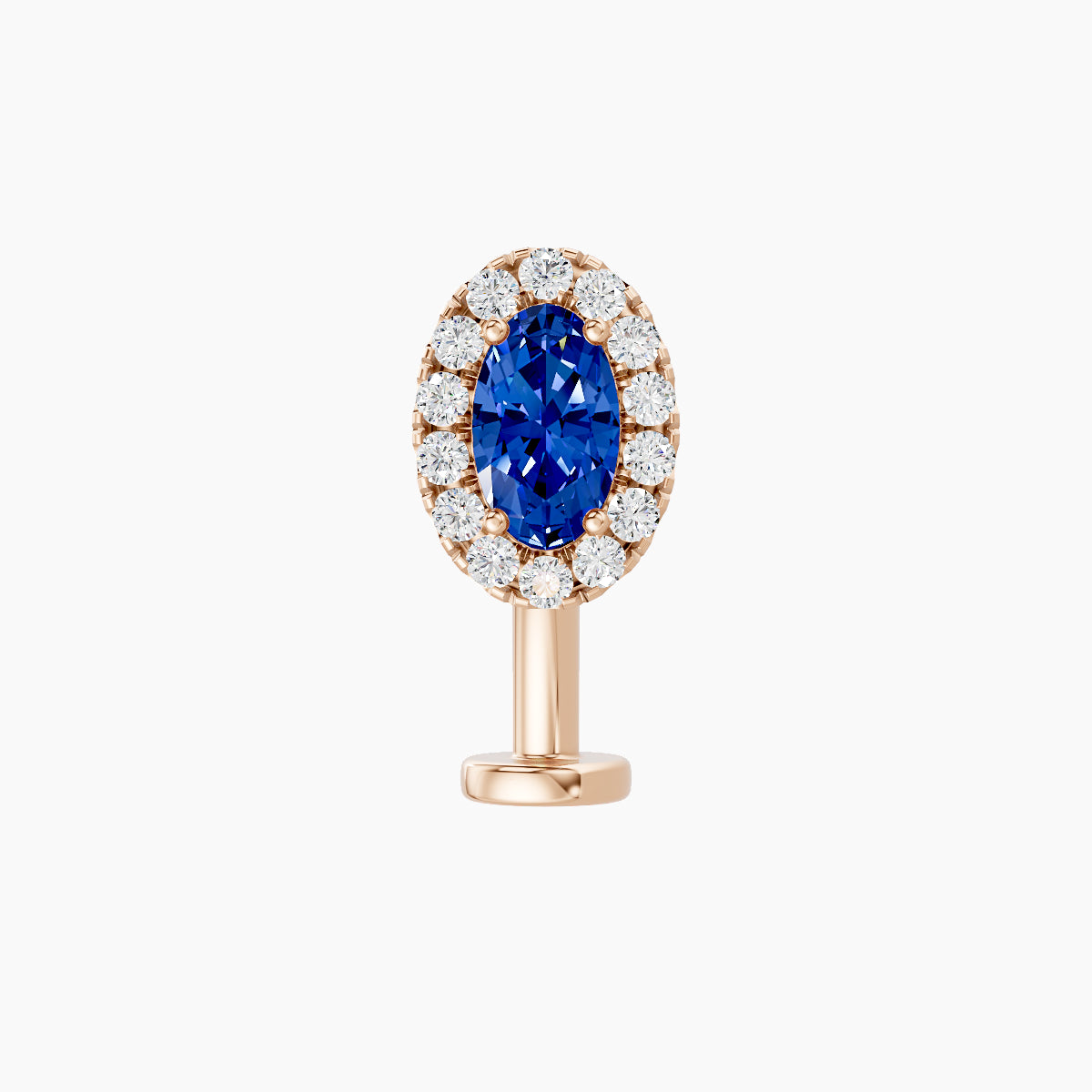 Eirene | 18k Rose Gold 10 mm 7.5 mm Halo Oval Sapphire & Diamond Floating Navel Piercing