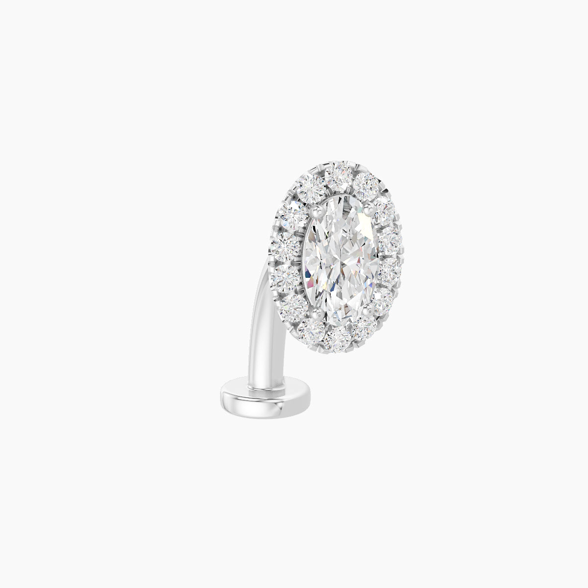 Eirene | 18k White Gold 7.5 mm 10 mm Halo Oval Diamond Floating Navel Piercing