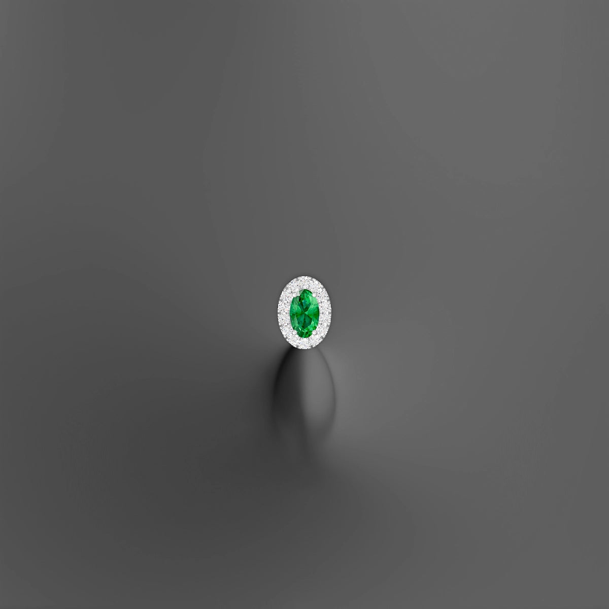 Eirene | 18k White Gold 10 mm 7.5 mm Halo Oval Emerald & Diamond Floating Navel Piercing