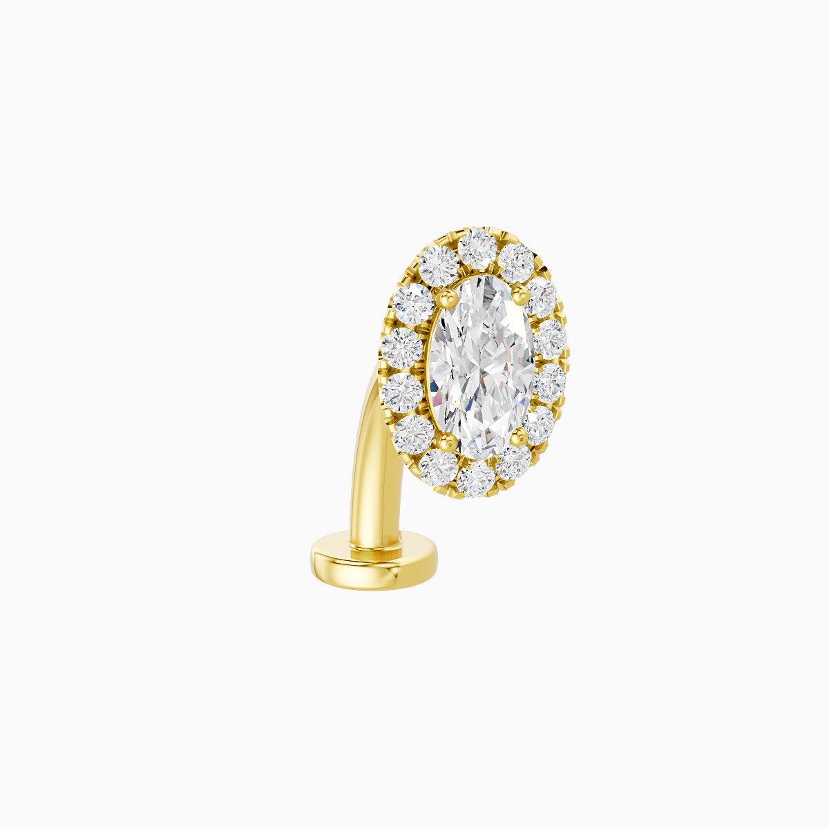 Eirene | 18k Yellow Gold 7.5 mm 10 mm Halo Oval Diamond Floating Navel Piercing