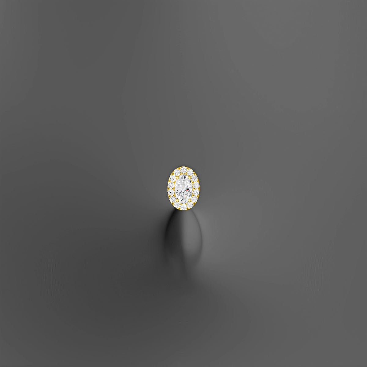 Eirene | 18k Yellow Gold 7.5 mm 10 mm Halo Oval Diamond Floating Navel Piercing