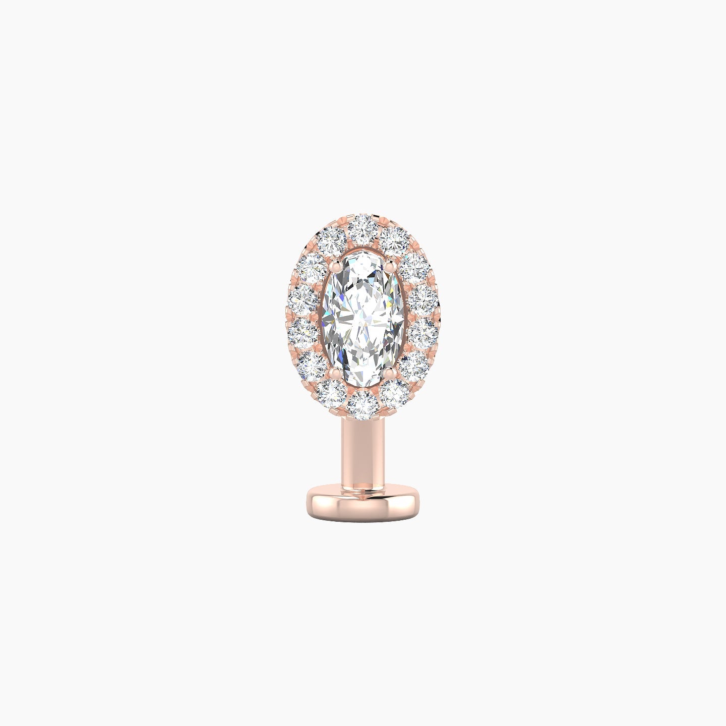 Eirene | 18k Rose Gold 7.5 mm 10 mm Halo Oval Diamond Floating Navel Piercing