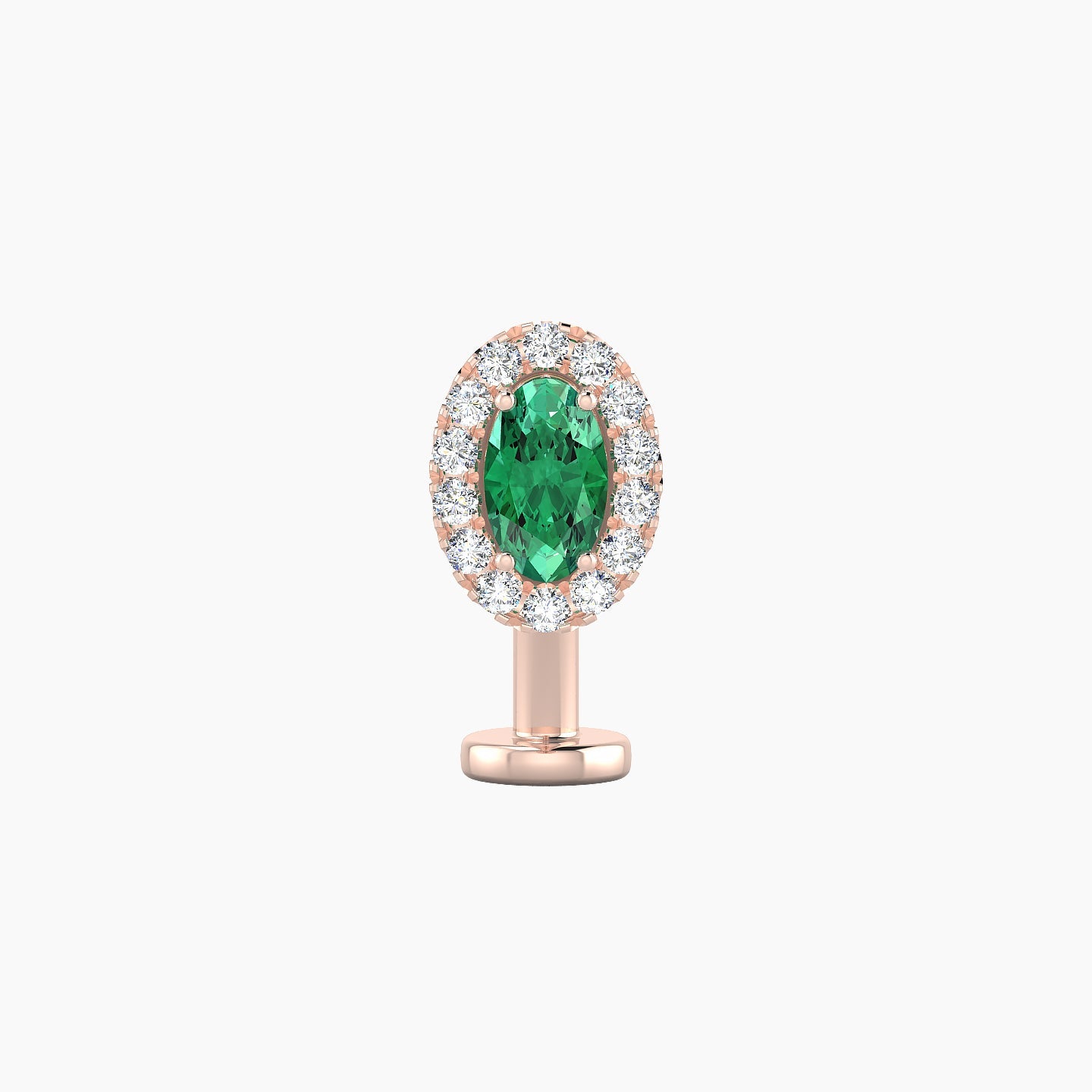 Eirene | 18k Rose Gold 10 mm 7.5 mm Halo Oval Emerald & Diamond Floating Navel Piercing
