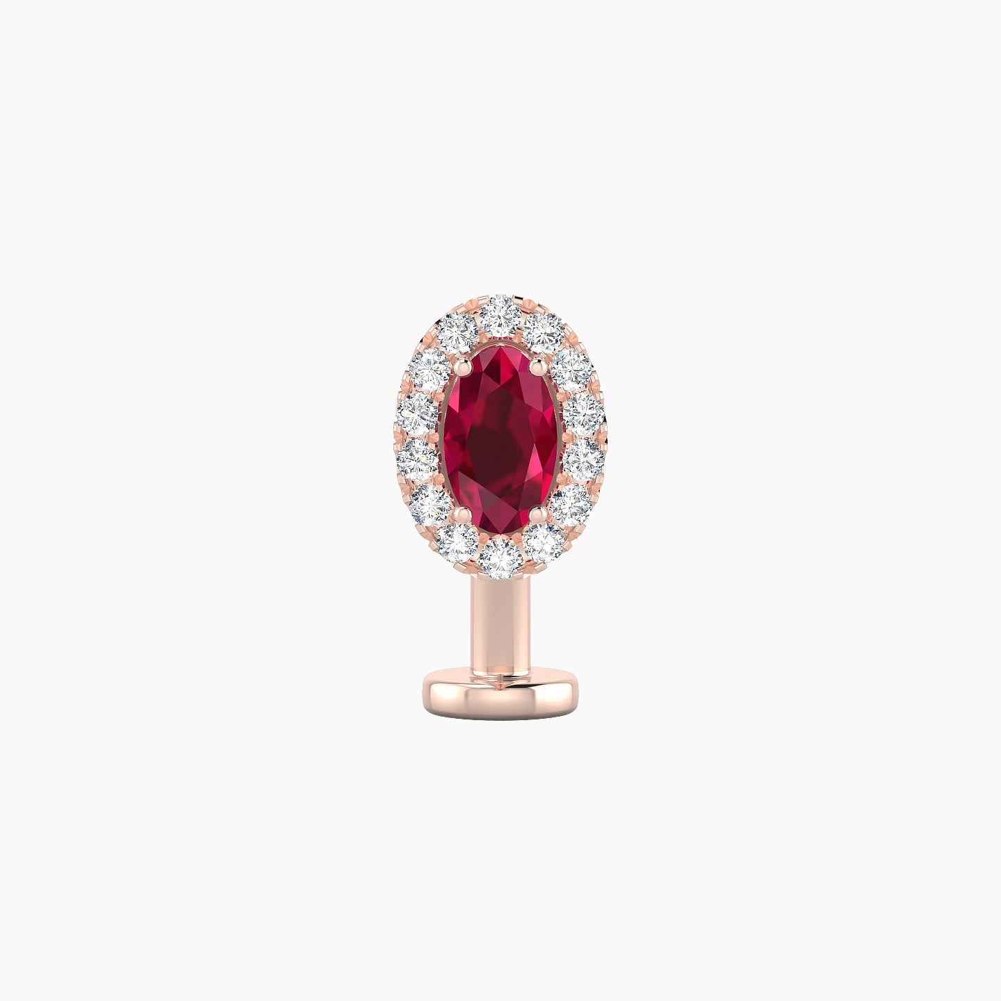 Eirene | 18k Rose Gold 10 mm 7.5 mm Halo Oval Ruby & Diamond Floating Navel Piercing