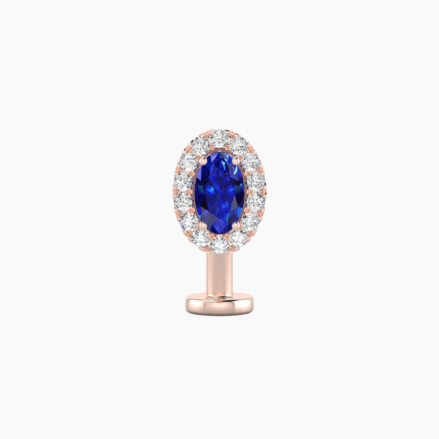 Eirene | 18k Rose Gold 10 mm 7.5 mm Halo Oval Sapphire & Diamond Floating Navel Piercing