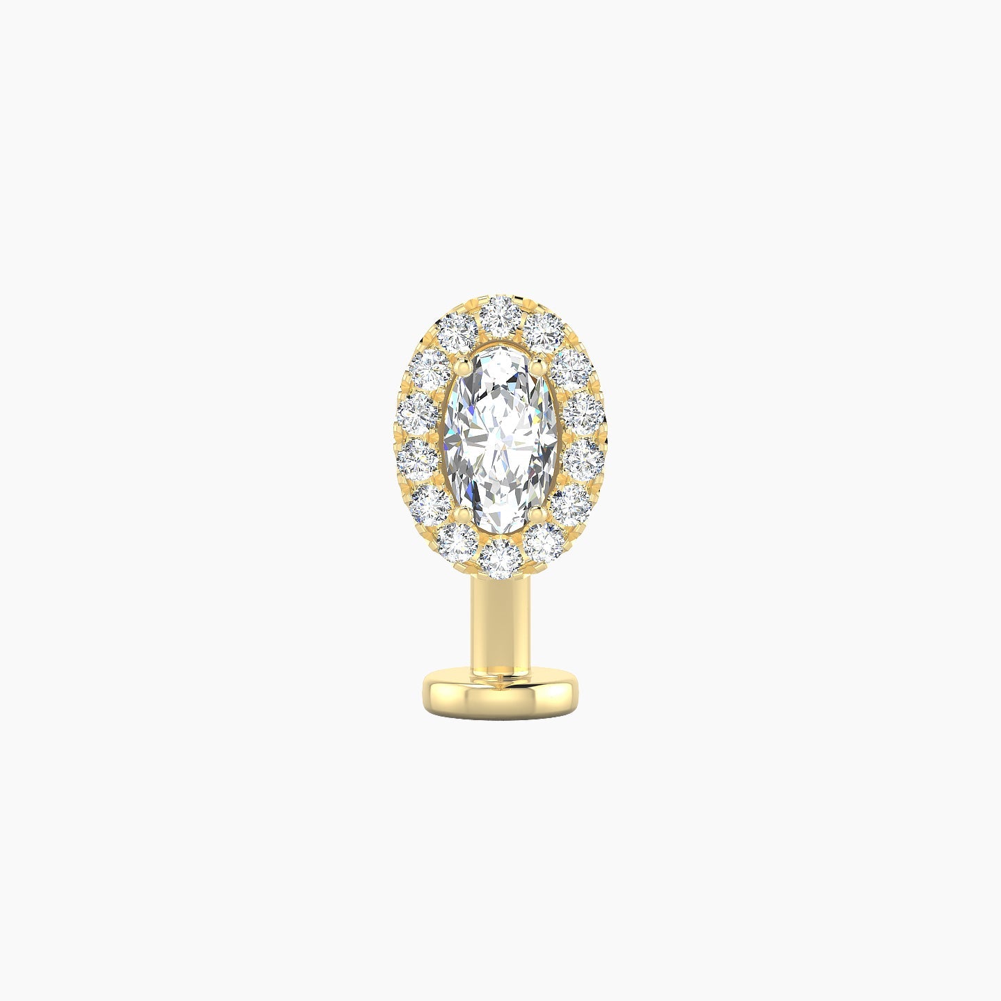 Eirene | 18k Yellow Gold 7.5 mm 10 mm Halo Oval Diamond Floating Navel Piercing