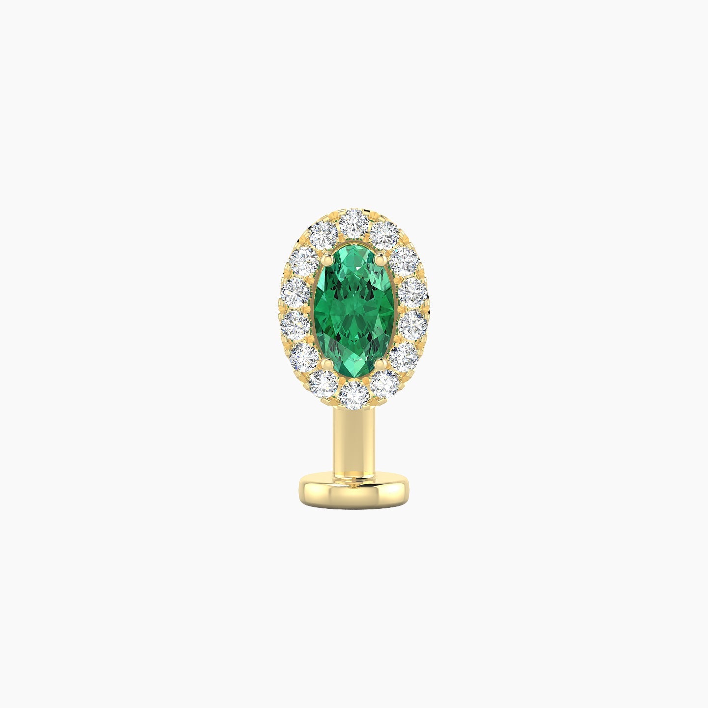 Eirene | 18k Yellow Gold 10 mm 7.5 mm Halo Oval Emerald & Diamond Floating Navel Piercing