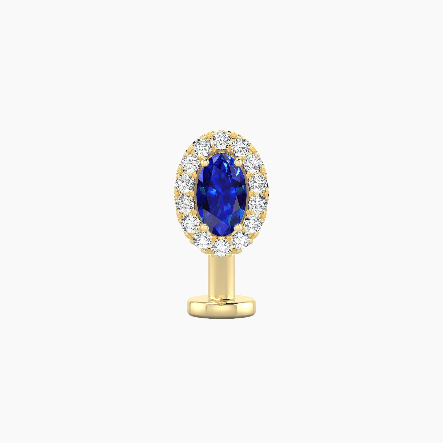 Eirene | 18k Yellow Gold 10 mm 8 mm Halo Oval Sapphire & Diamond Floating Navel Piercing