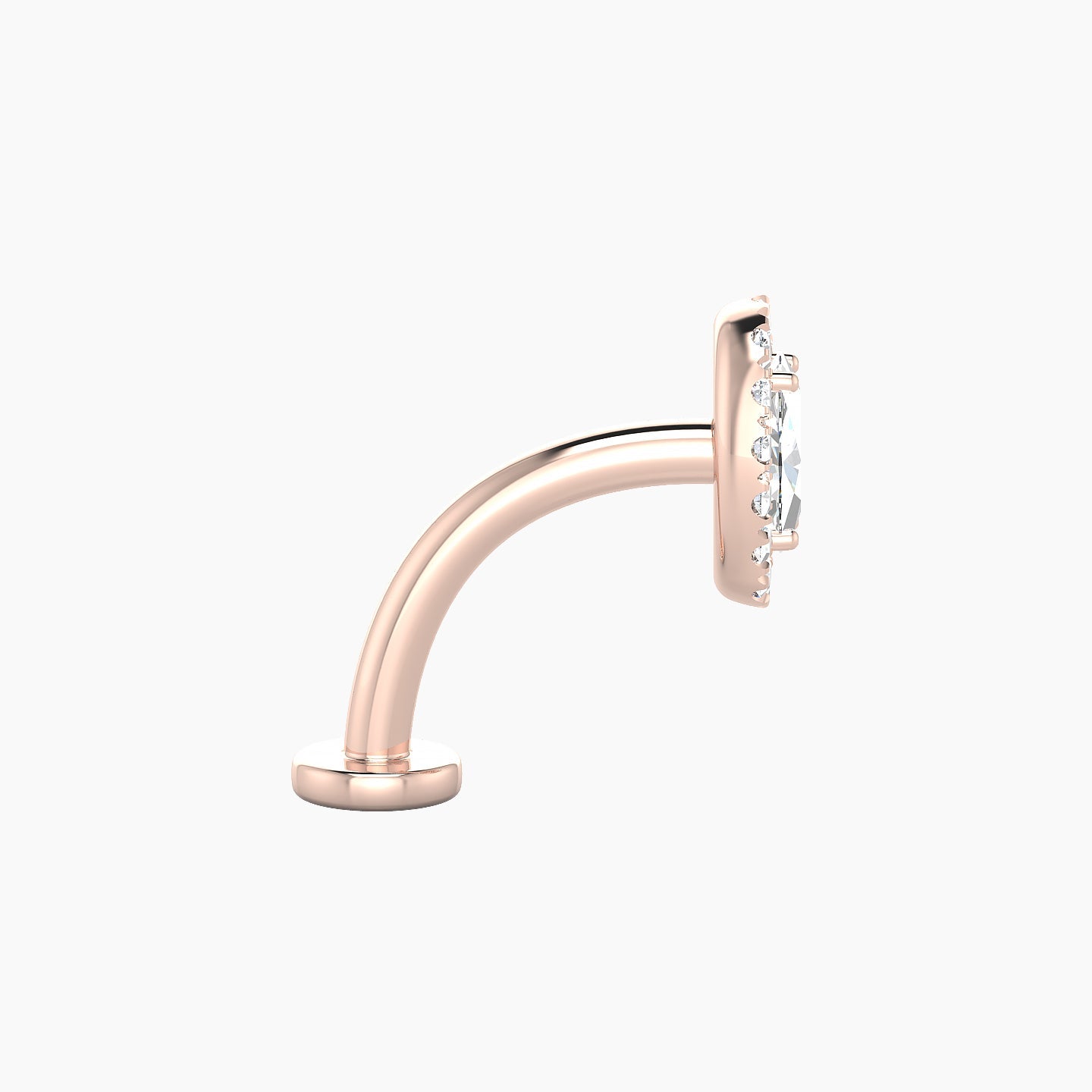 Eirene | 18k Rose Gold 7.5 mm 10 mm Halo Oval Diamond Floating Navel Piercing