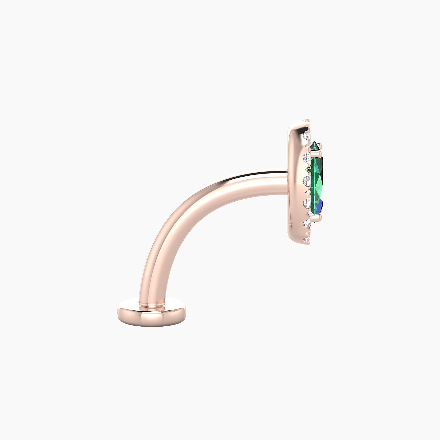 Eirene | 18k Rose Gold 10 mm 7.5 mm Halo Oval Emerald & Diamond Floating Navel Piercing