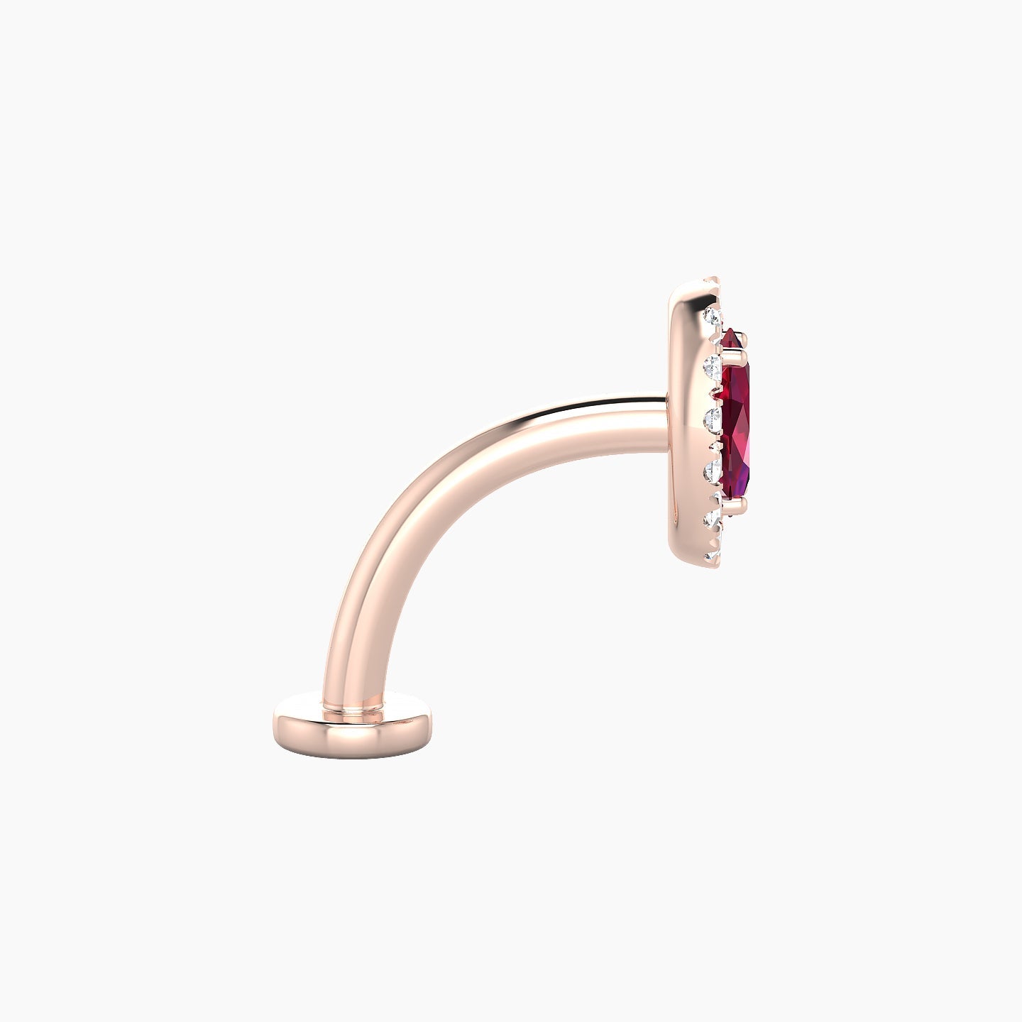 Eirene | 18k Rose Gold 10 mm 7.5 mm Halo Oval Ruby & Diamond Floating Navel Piercing