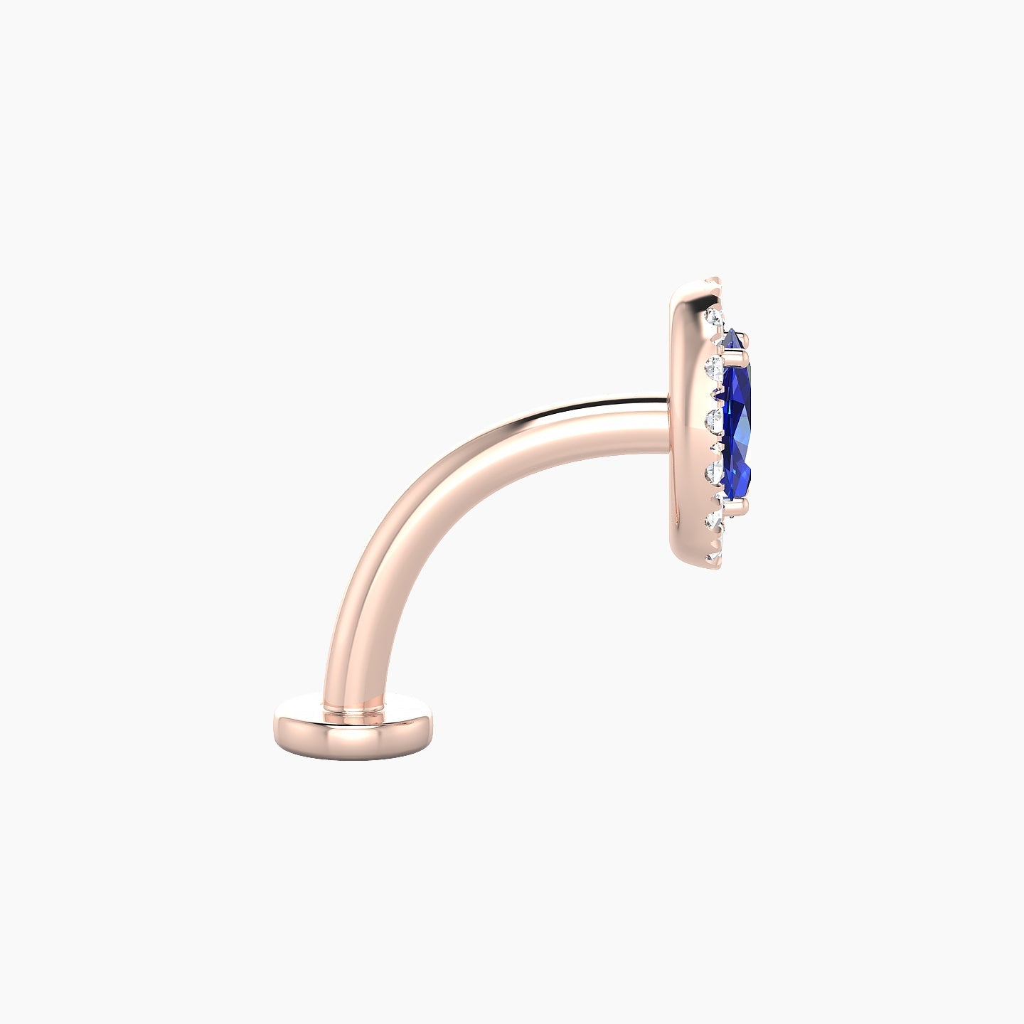 Eirene | 18k Rose Gold 10 mm 8 mm Halo Oval Sapphire & Diamond Floating Navel Piercing