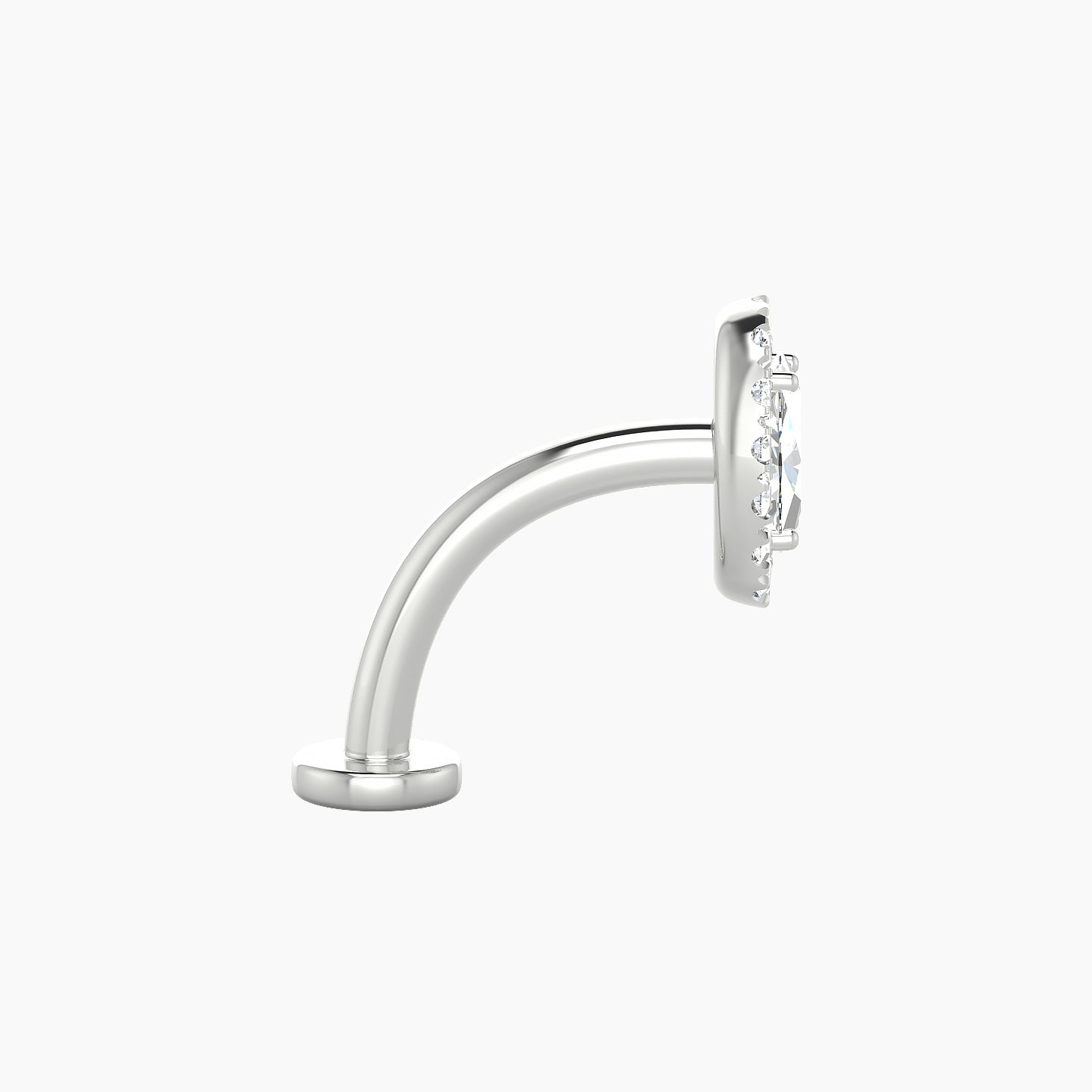 Eirene | 18k White Gold 7.5 mm 10 mm Halo Oval Diamond Floating Navel Piercing