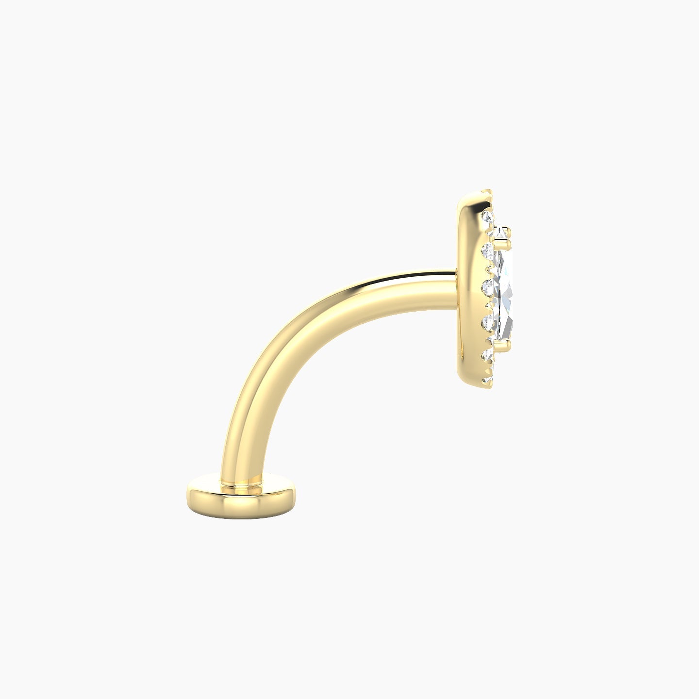 Eirene | 18k Yellow Gold 7.5 mm 10 mm Halo Oval Diamond Floating Navel Piercing