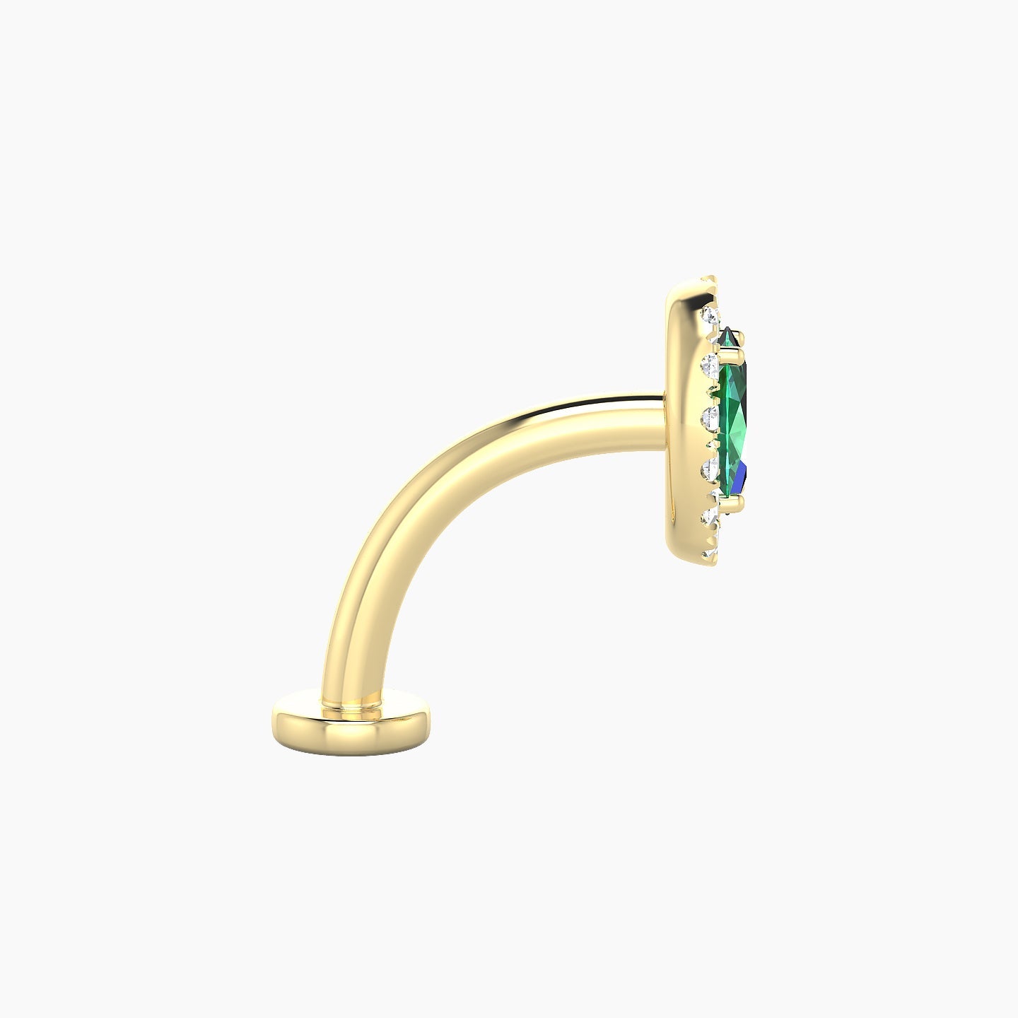 Eirene | 18k Yellow Gold 10 mm 7.5 mm Halo Oval Emerald & Diamond Floating Navel Piercing