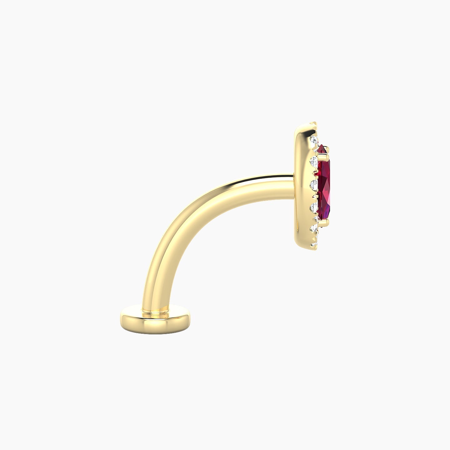 Eirene | 18k Yellow Gold 10 mm 7.5 mm Halo Oval Ruby & Diamond Floating Navel Piercing