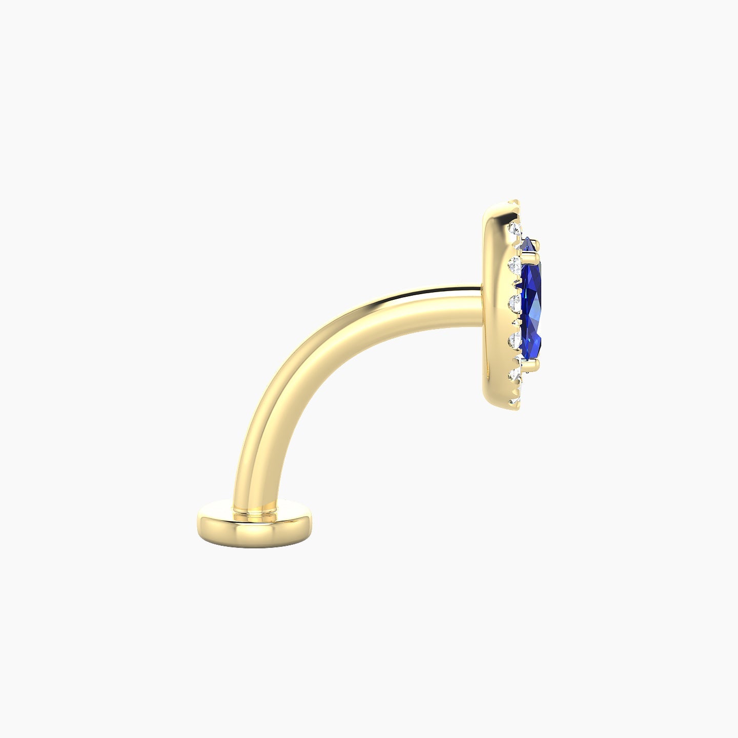 Eirene | 18k Yellow Gold 10 mm 7.5 mm Halo Oval Sapphire & Diamond Floating Navel Piercing