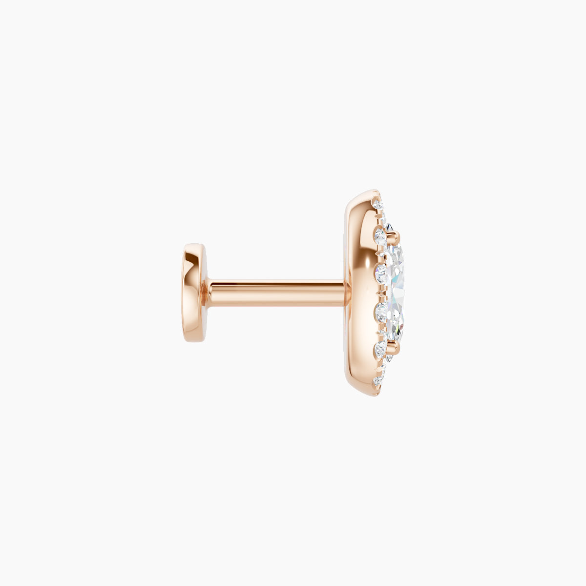 Eirene | 18k Rose Gold 7.5 mm 5 mm Halo Oval Diamond Piercing