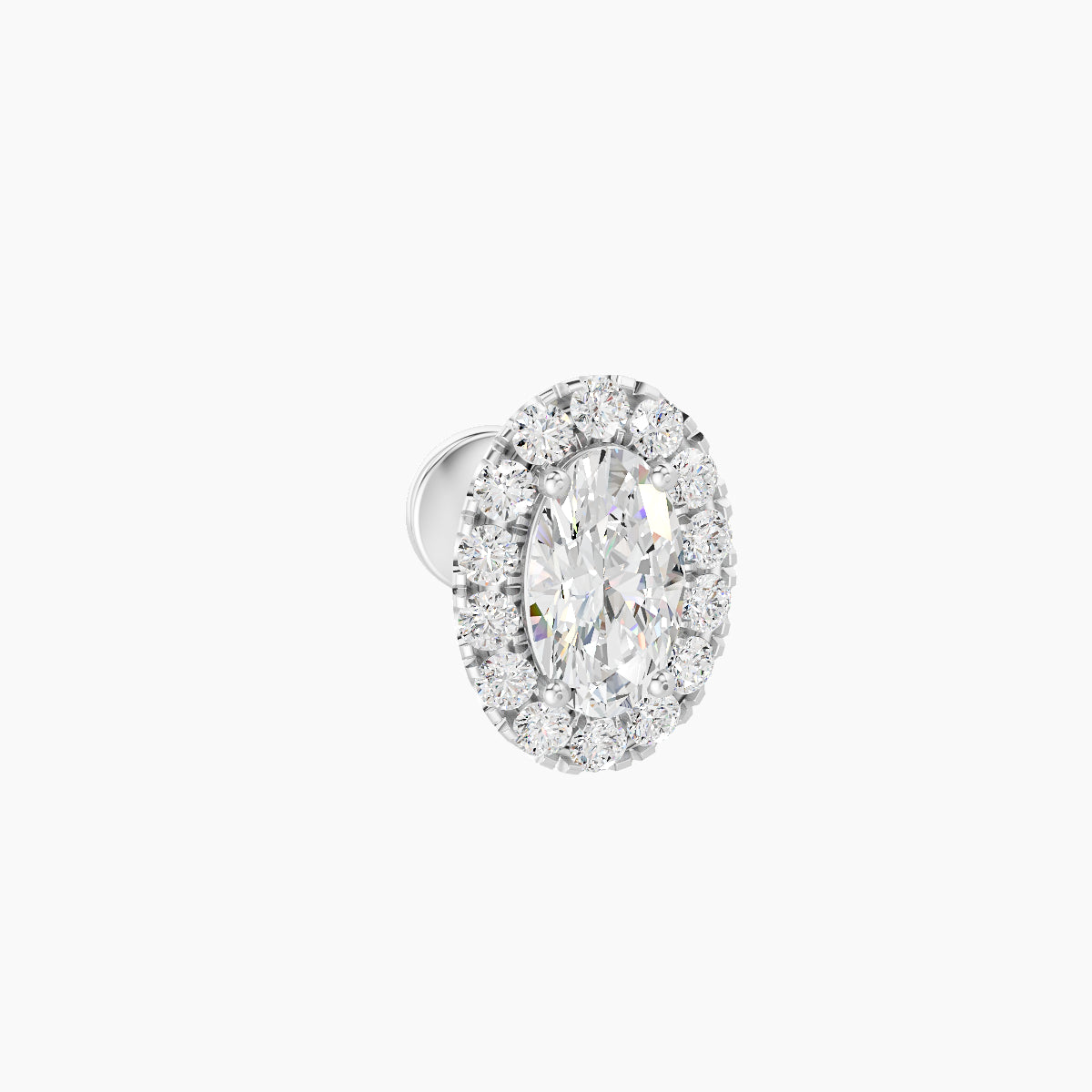 Eirene | 18k White Gold 7.5 mm 5 mm Halo Oval Diamond Piercing
