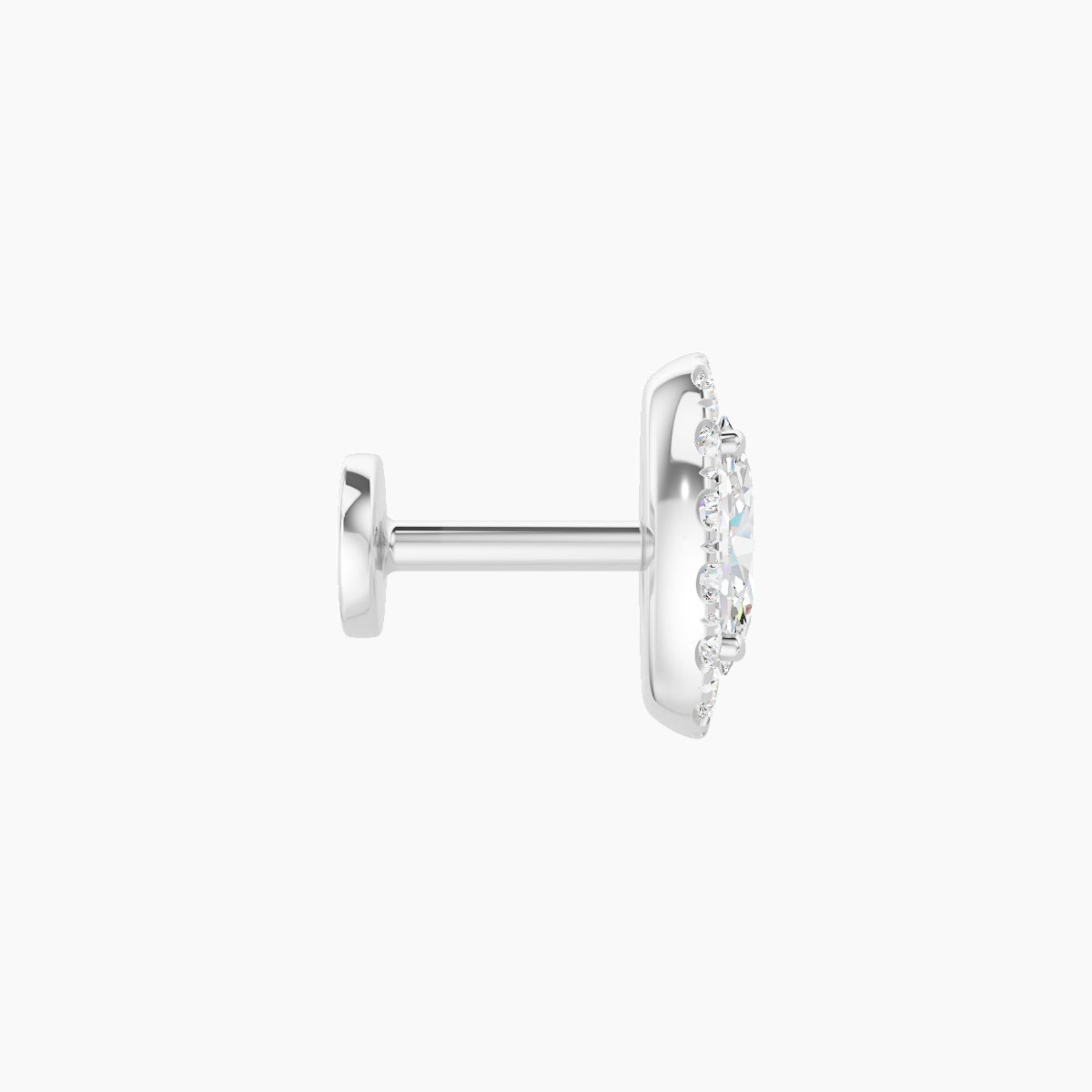 Eirene | 18k White Gold 7.5 mm 5 mm Halo Oval Diamond Piercing