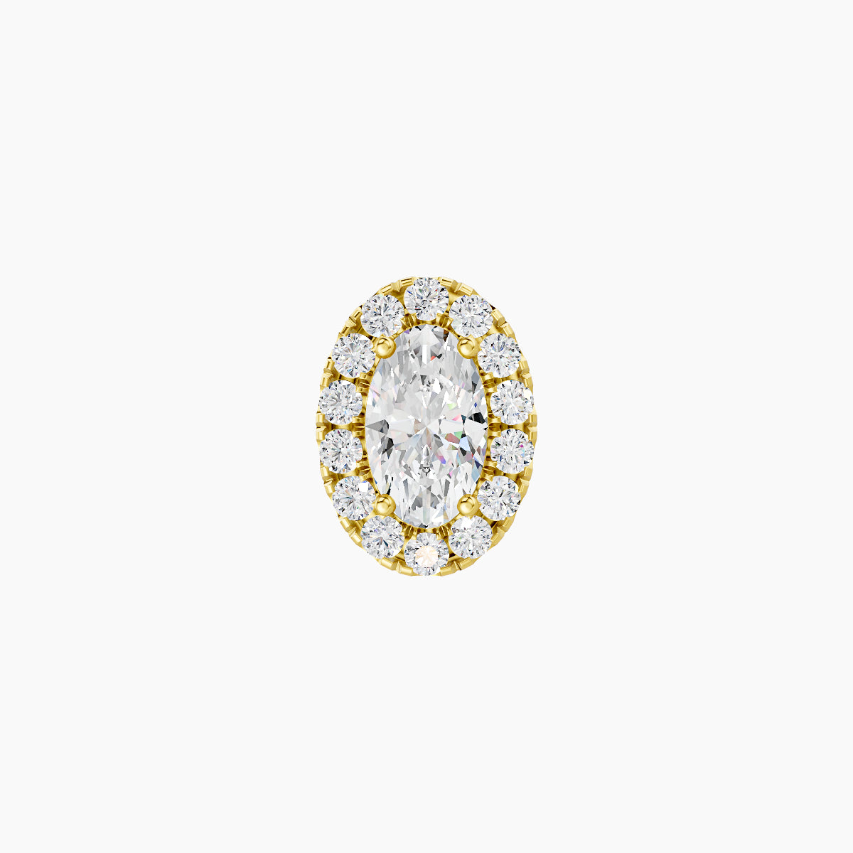 Eirene | 18k Yellow Gold 7.5 mm 5 mm Halo Oval Diamond Piercing