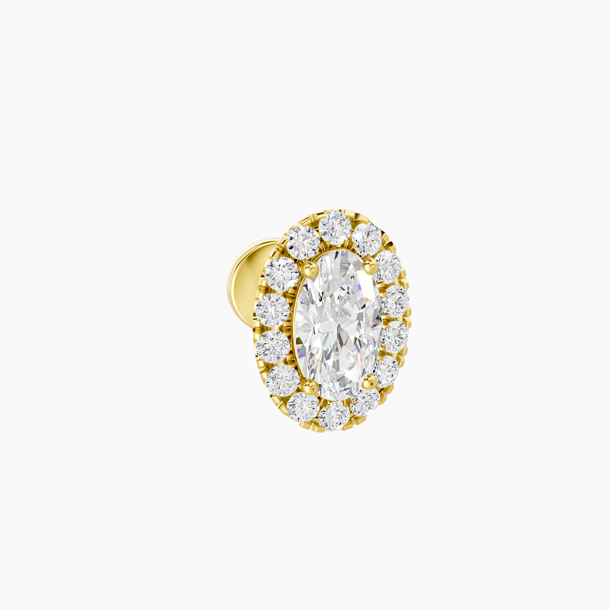 Eirene | 18k Yellow Gold 7.5 mm 5 mm Halo Oval Diamond Piercing