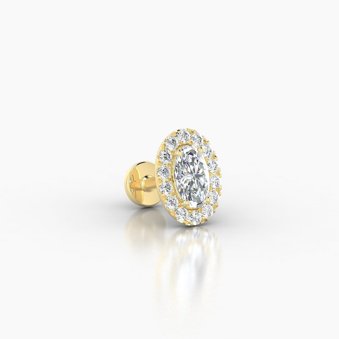 Eirene | 18k Yellow Gold 7.5 mm 5 mm Halo Oval Diamond Piercing