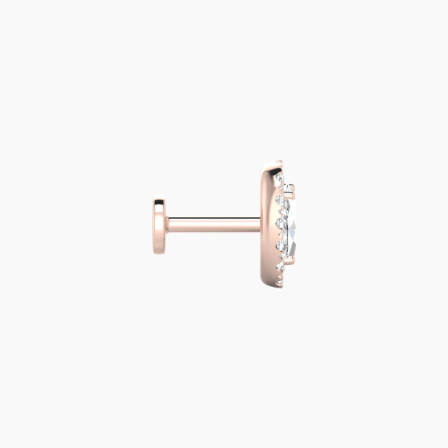 Eirene | 18k Rose Gold 7.5 mm 5 mm Halo Oval Diamond Piercing