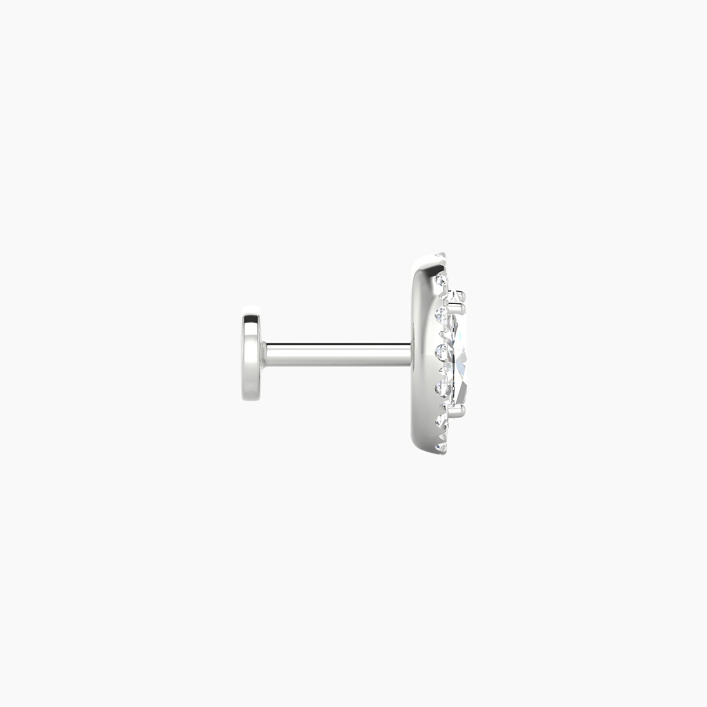 Eirene | 18k White Gold 7.5 mm 5 mm Halo Oval Diamond Piercing