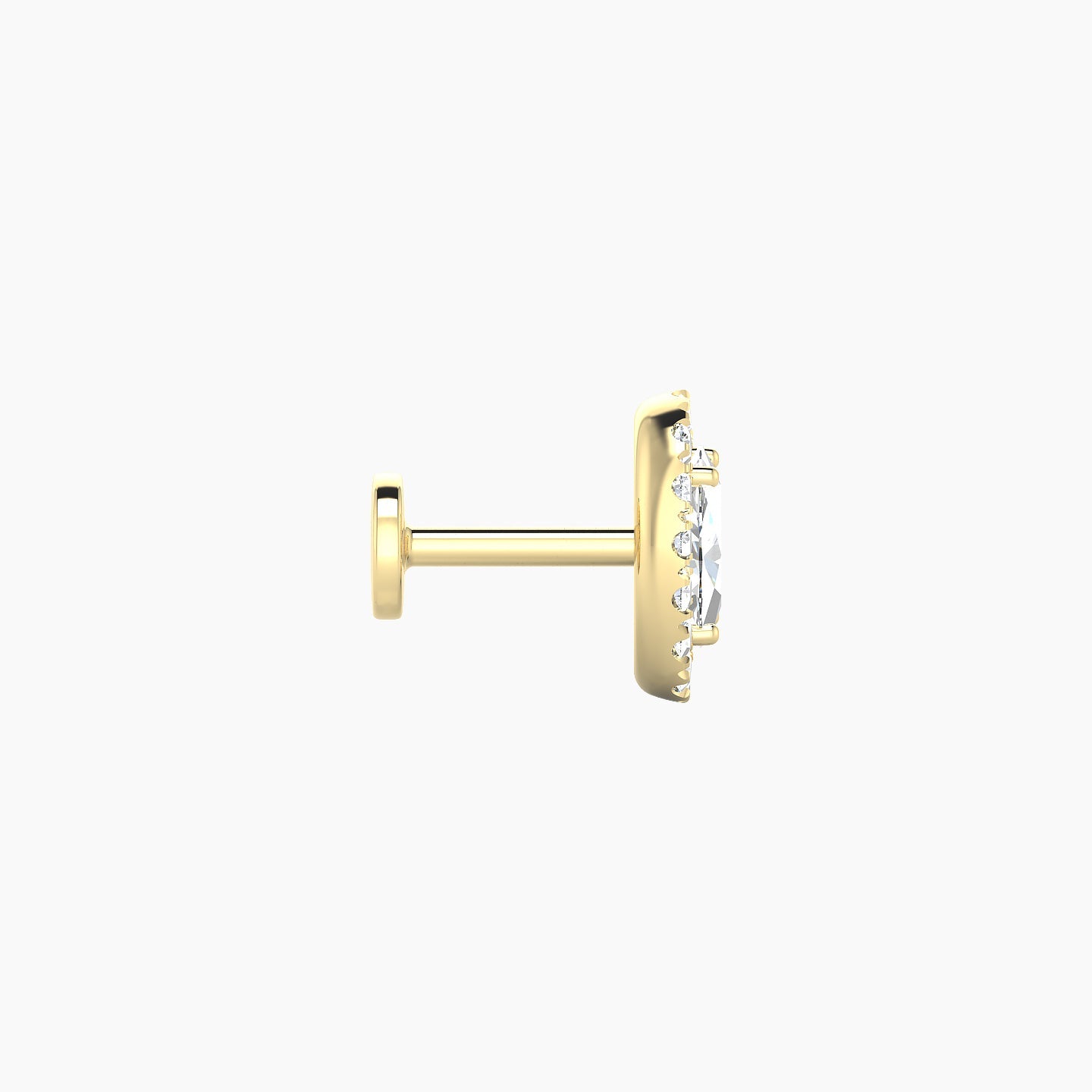 Eirene | 18k Yellow Gold 7.5 mm 5 mm Halo Oval Diamond Piercing