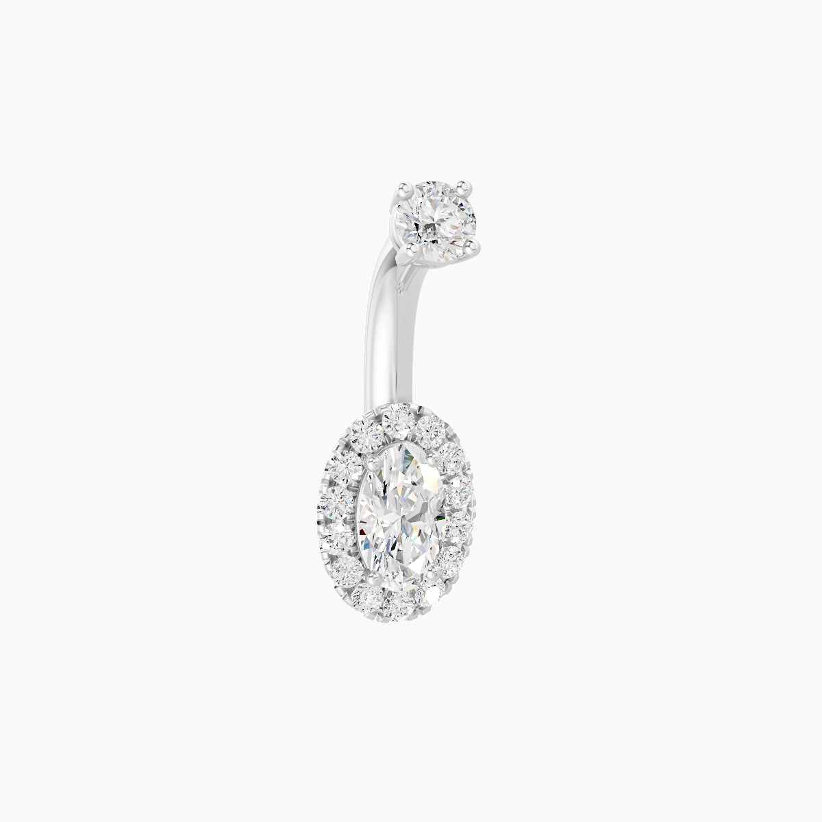 Eirene | 18k White Gold 7.5 mm 6 mm Halo Oval Diamond Belly Piercing