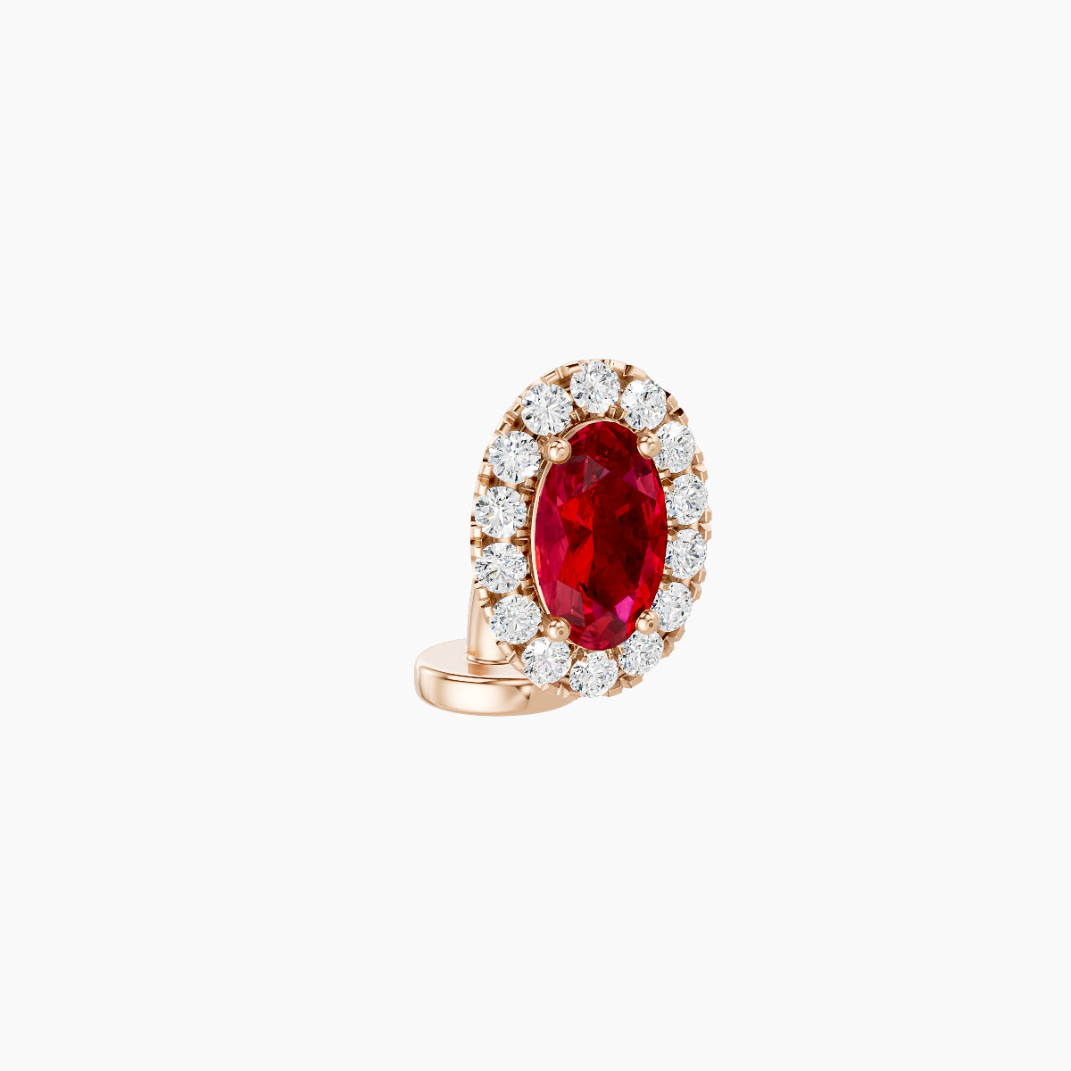 Eirene | 18k Rose Gold 6 mm 7.5 mm Halo Oval Ruby & Diamond Floating Navel Piercing