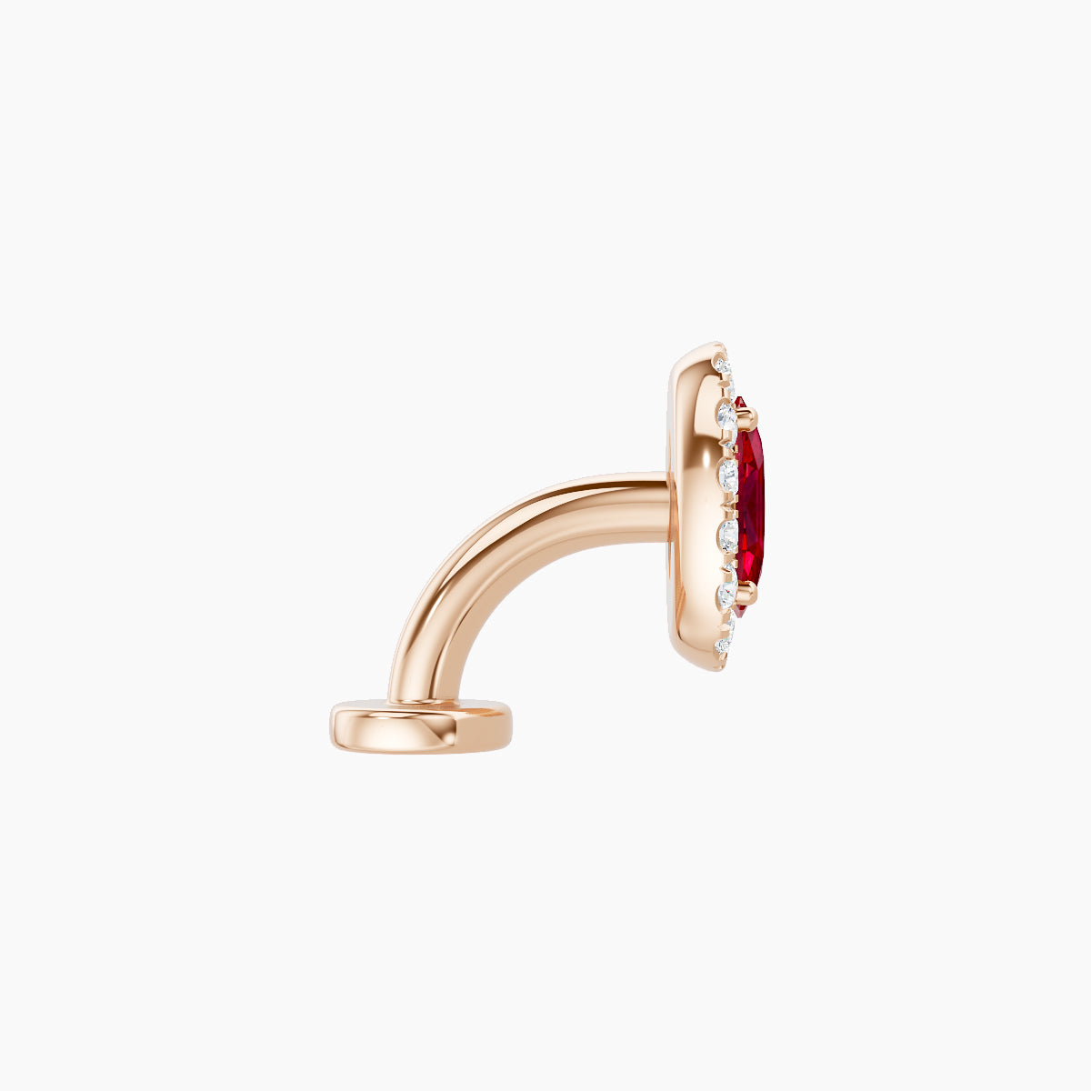 Eirene | 18k Rose Gold 6 mm 7.5 mm Halo Oval Ruby & Diamond Floating Navel Piercing