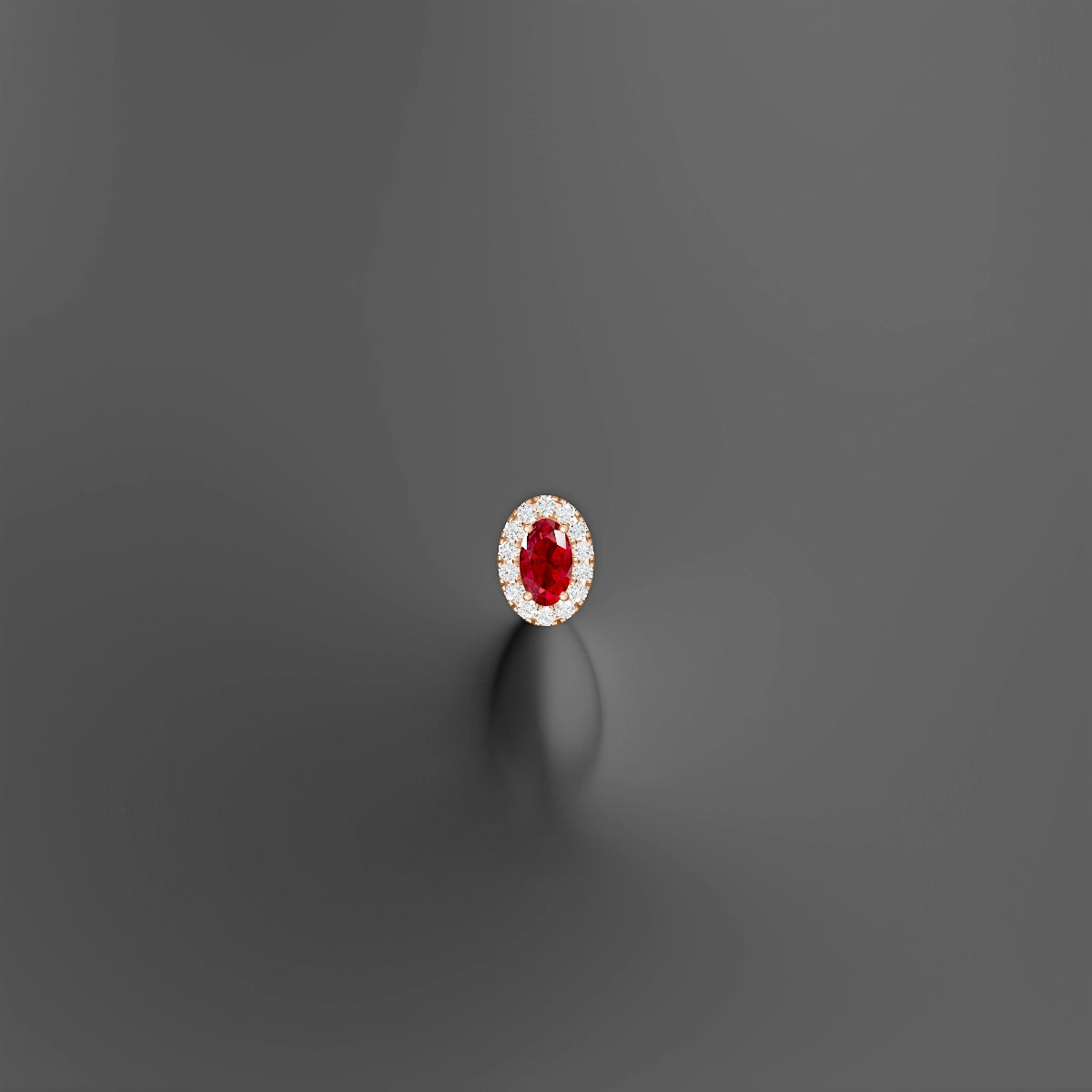 Eirene | 18k Rose Gold 6 mm 7.5 mm Halo Oval Ruby & Diamond Floating Navel Piercing