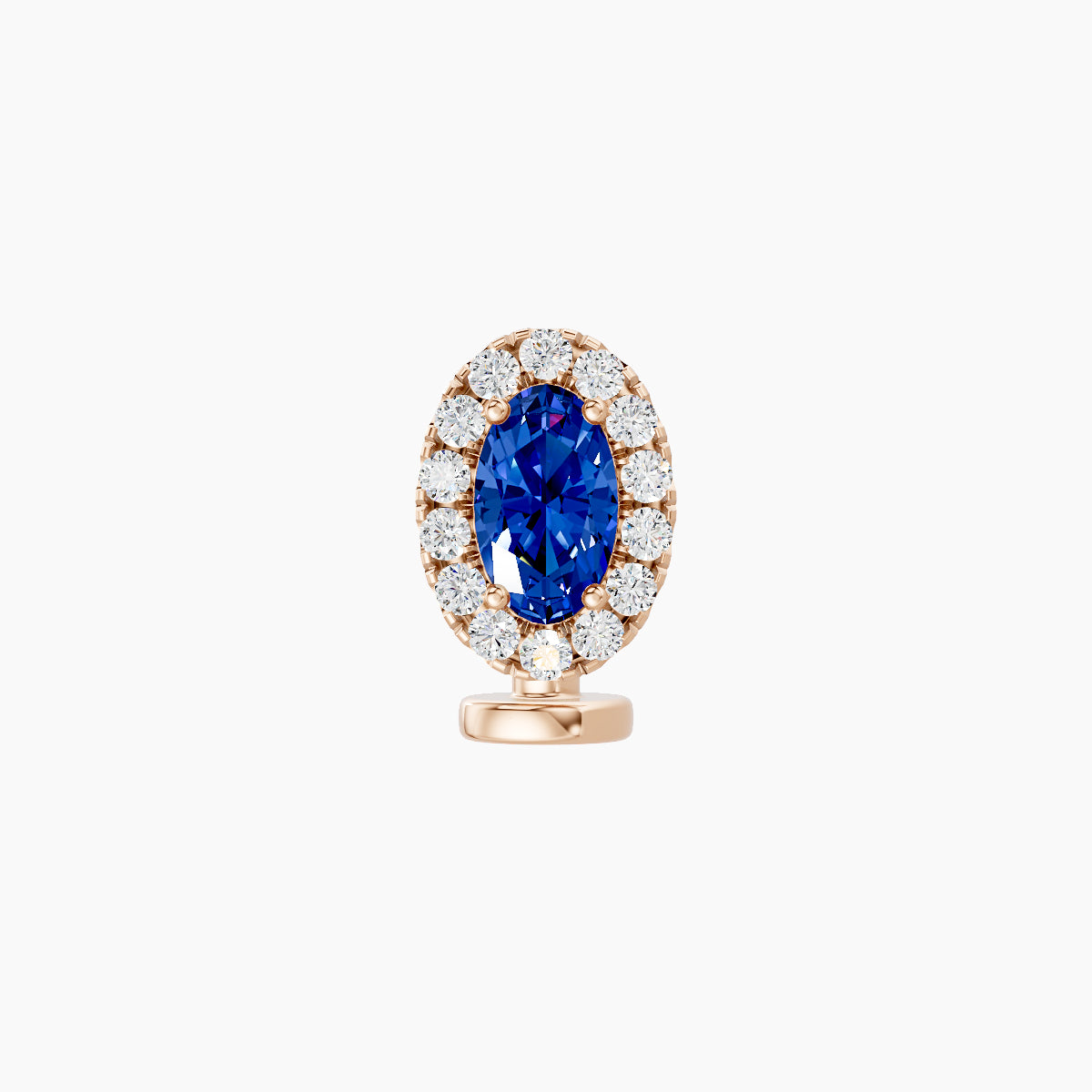 Eirene | 18k Rose Gold 6 mm 7.5 mm Halo Oval Sapphire & Diamond Floating Navel Piercing