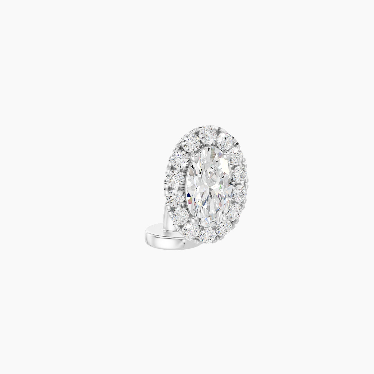 Eirene | 18k White Gold 7.5 mm 6 mm Halo Oval Diamond Floating Navel Piercing